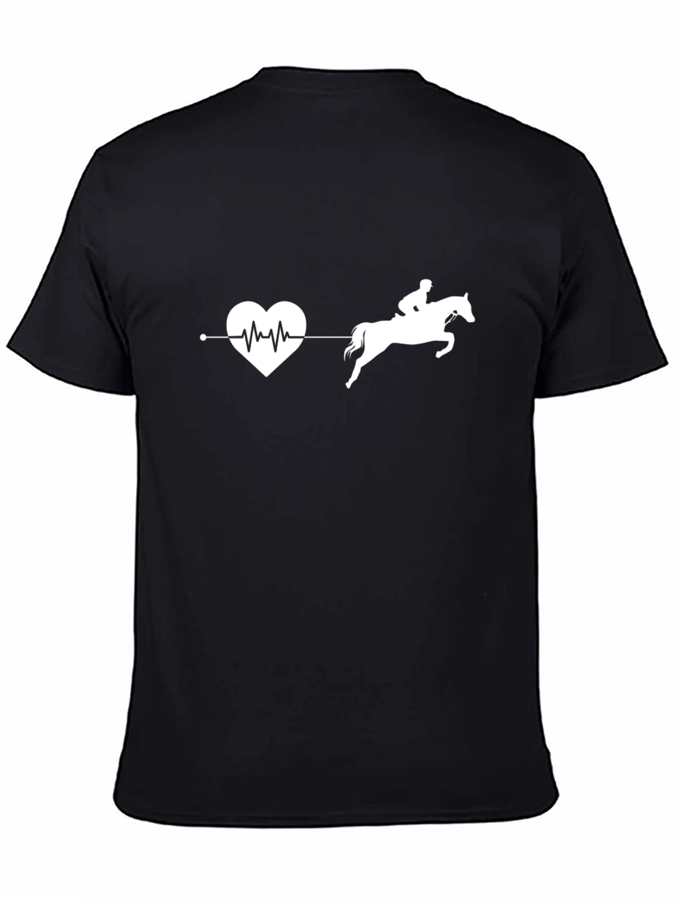 Black Equestrian Heartbeat T-Shirt: Horse Riding Love view 4