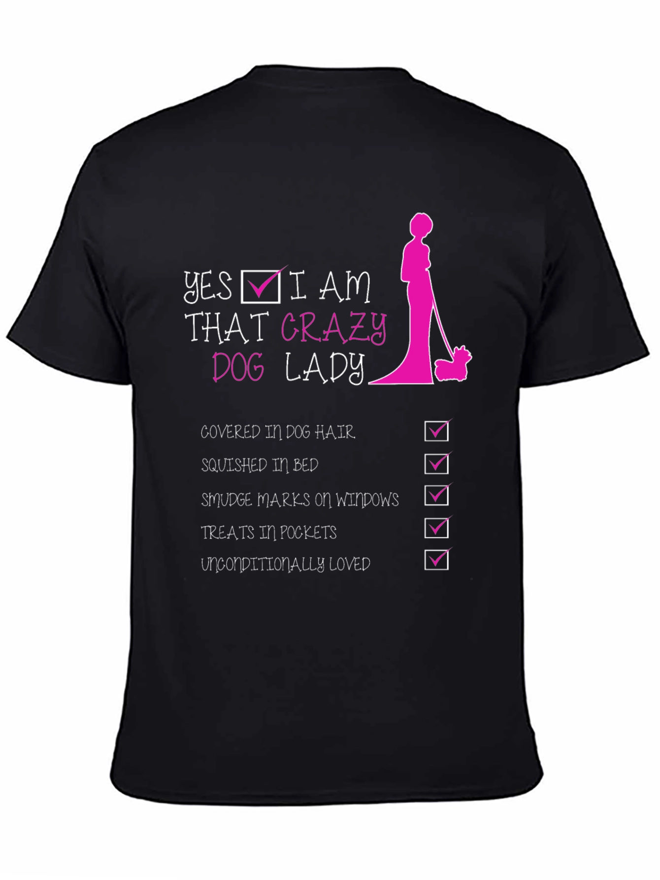 Black Crazy Dog Lady T-Shirt - Fun Novelty Tee for Dog Lovers view 4