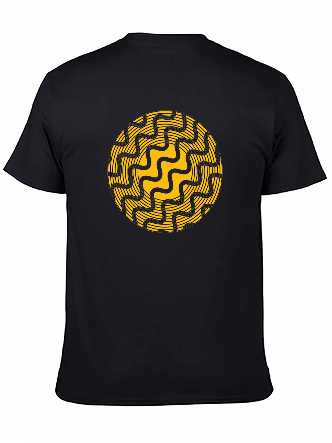 Black Abstract Circle Graphic Tee - Stylish Black T-Shirt view 4