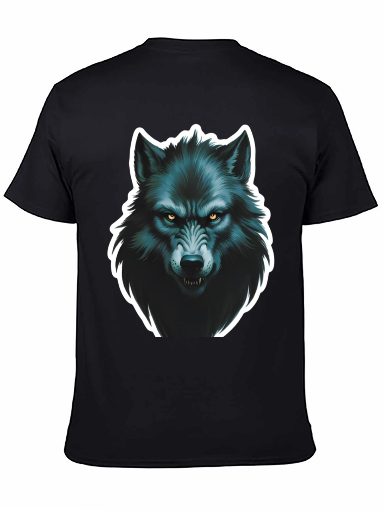 Black Men's Black Wolf Graphic T-Shirt view 4