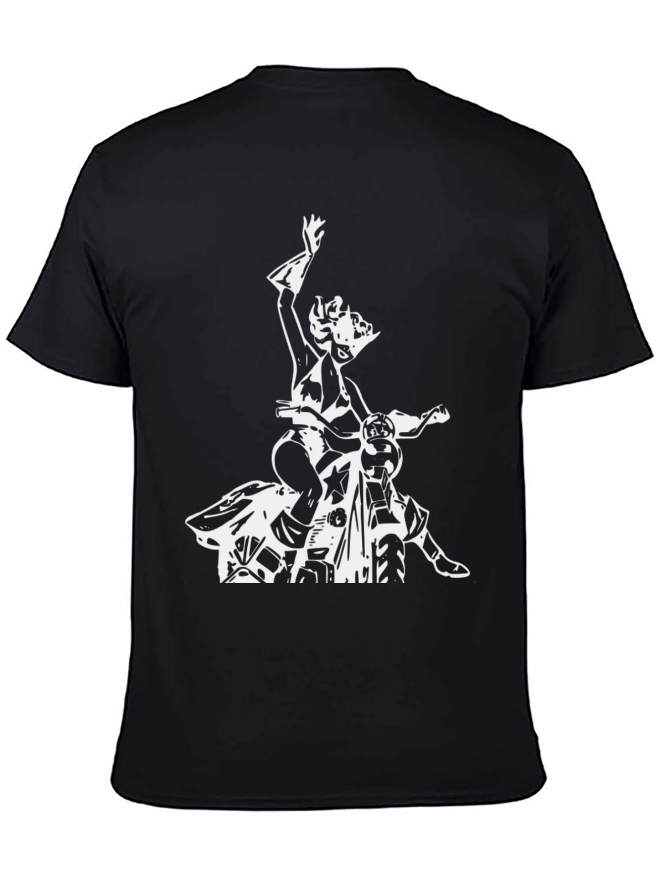 Black Black T-Shirt with Retro Motorcycle Graphic view 4