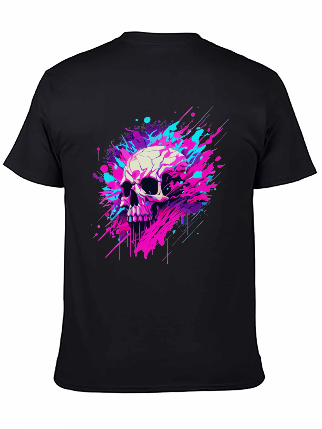 Black Skull Splash Graphic Tee - Bold & Unique Design view 4