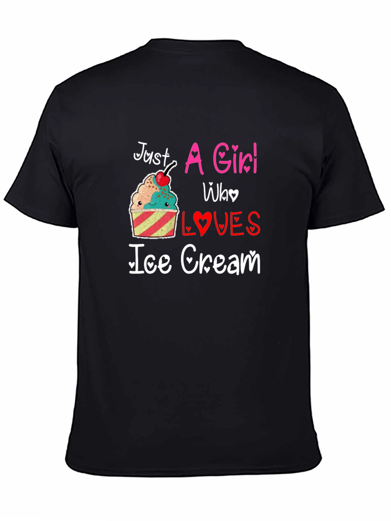 Black Just A Girl Who Loves Ice Cream Graphic Tee view 4