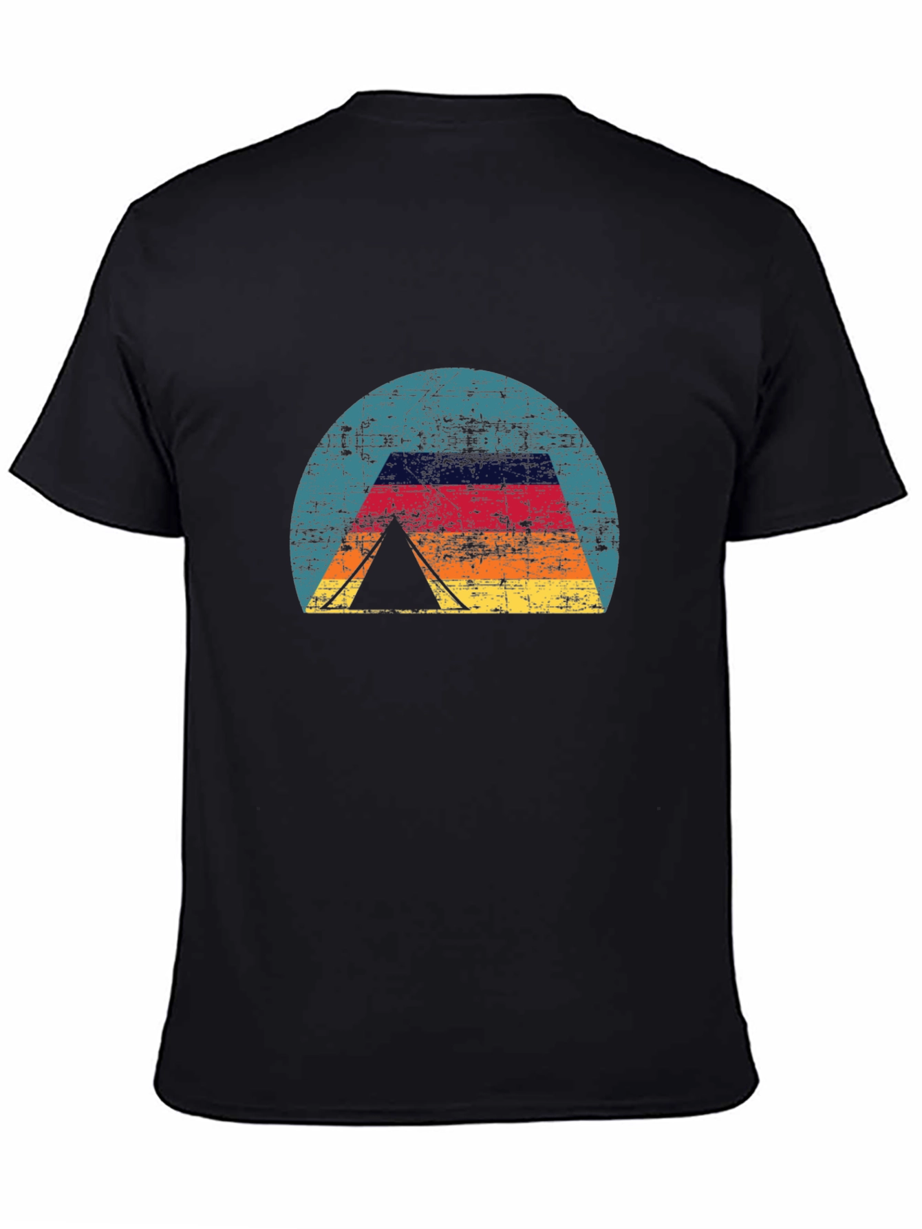 Black Retro Camping Tent T-Shirt - Vintage Style view 4