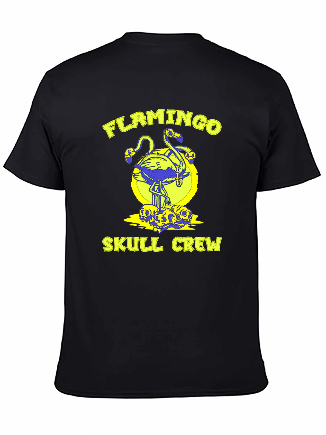 Black Flamingo Skull Crew Black Graphic Tee view 4