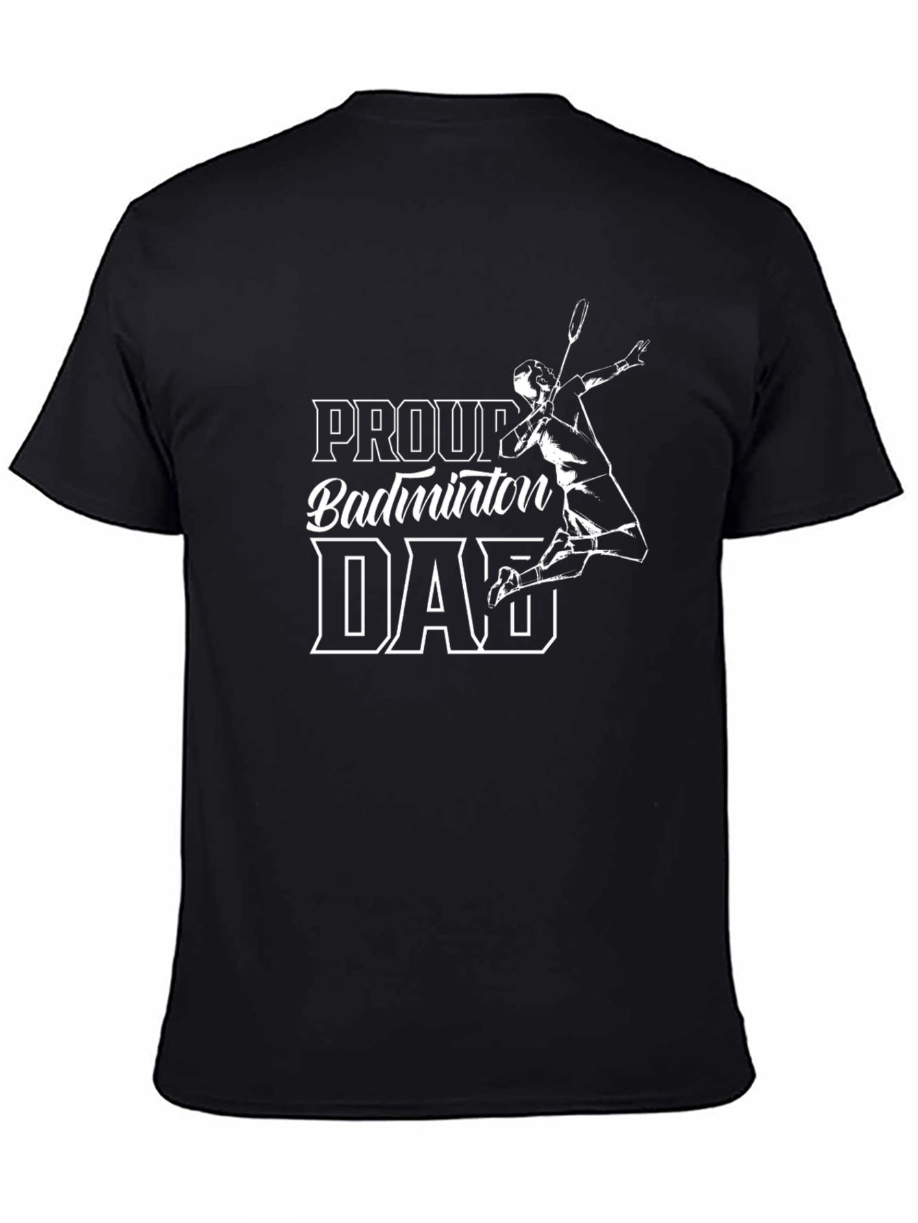 Black Proud Badminton Dad T-Shirt view 4