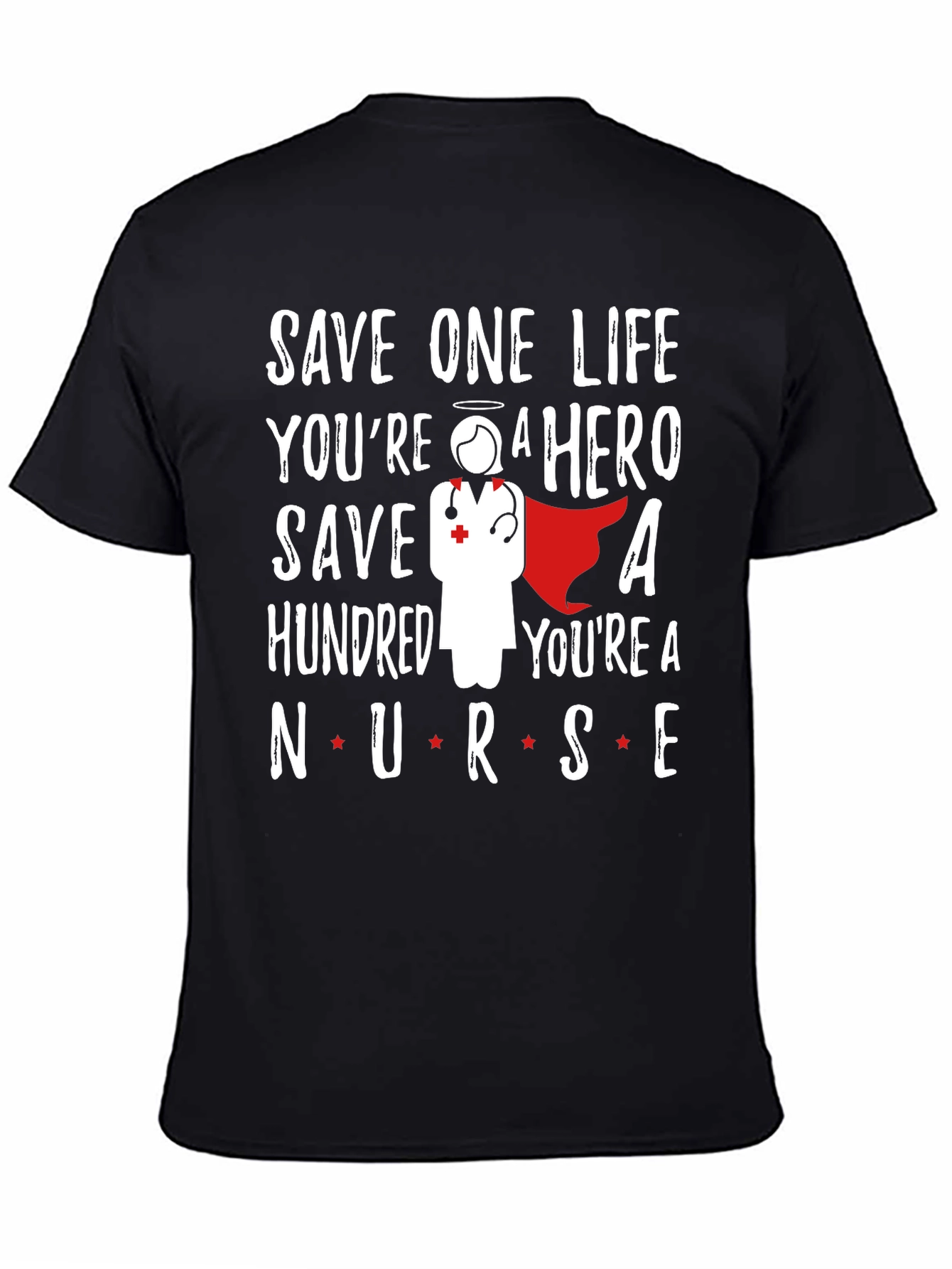 Black Nurse Hero Graphic Tee - Save Lives, You're a Hero! view 4