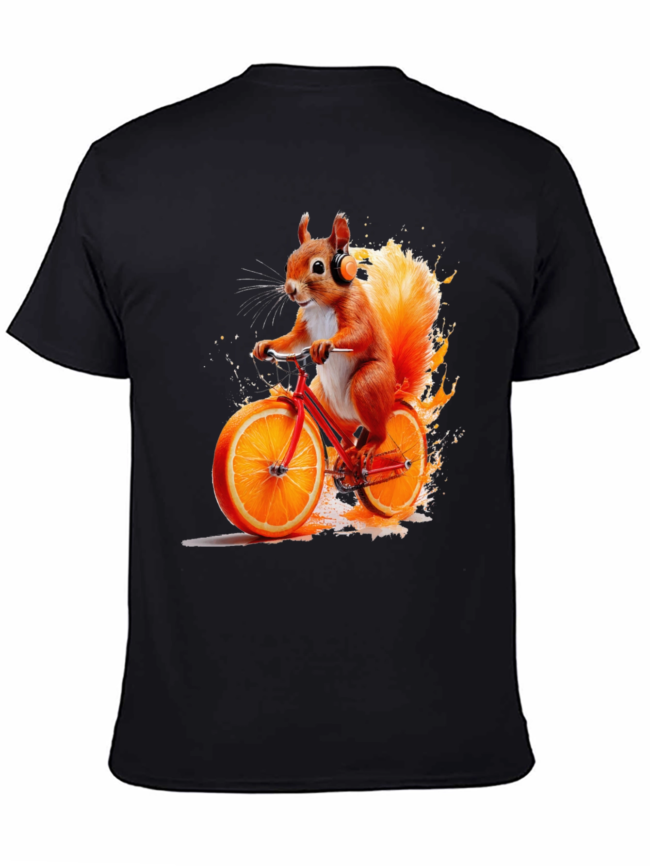 Black Squirrel on Orange Bike T-Shirt view 4