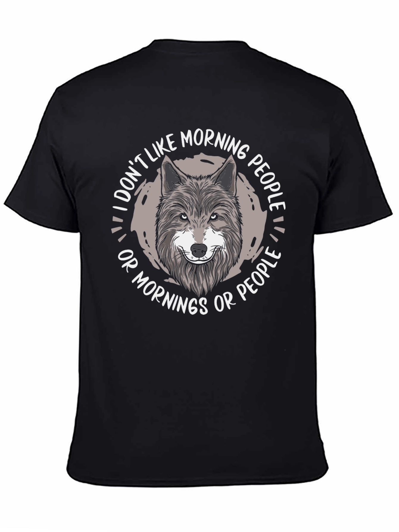 Black Wolf Graphic Tee - 'I Don't Like Morning People' view 4