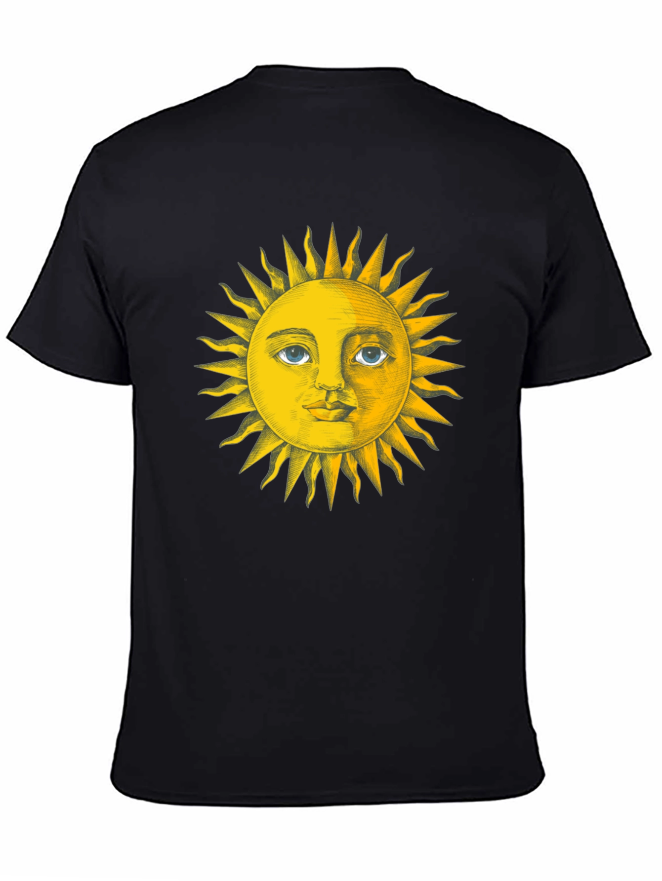 Black Sun Face Graphic Tee - Black Cotton T-Shirt view 4