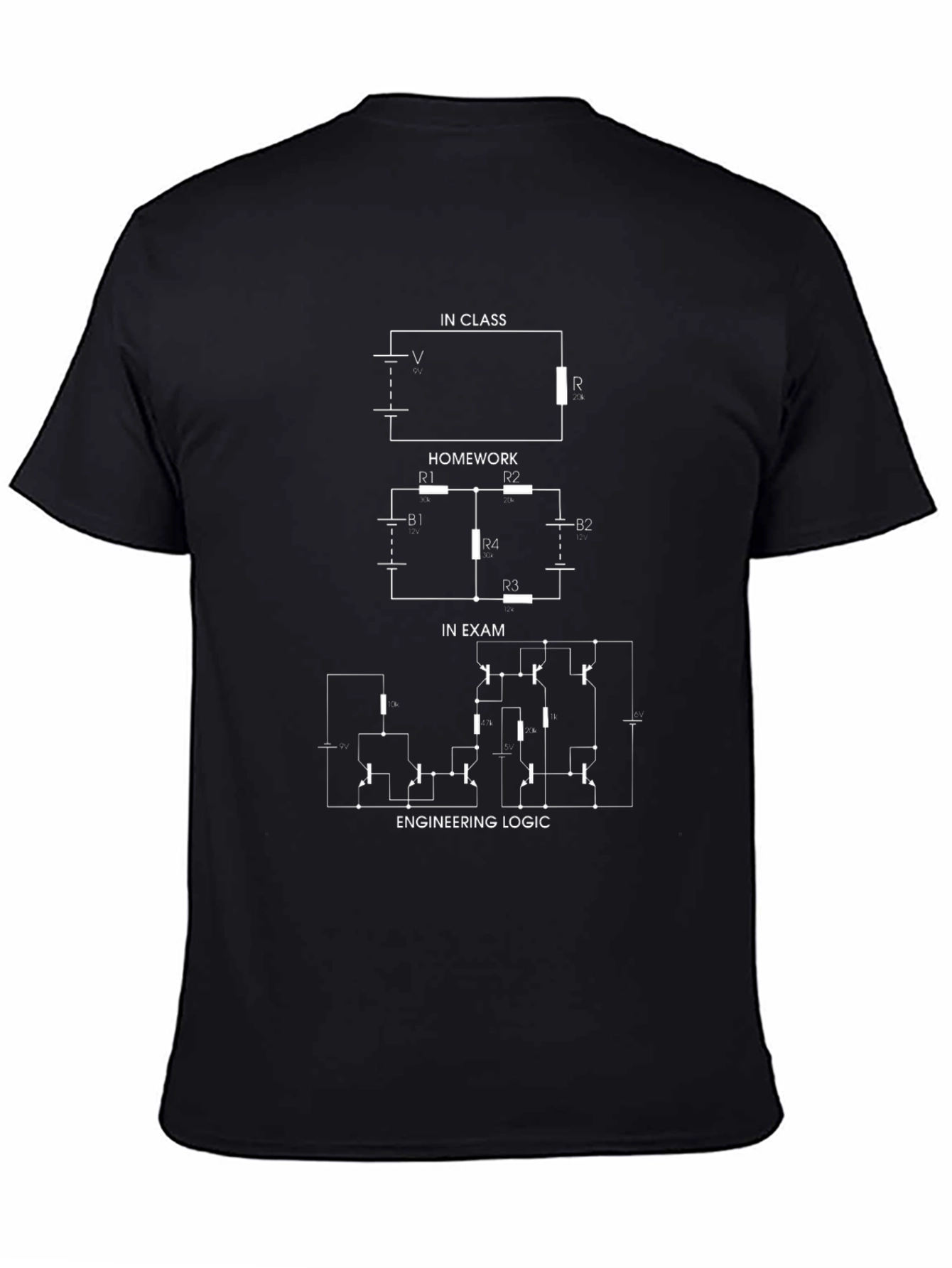 Black Engineering Logic T-Shirt: Circuits for Every Occasion view 4
