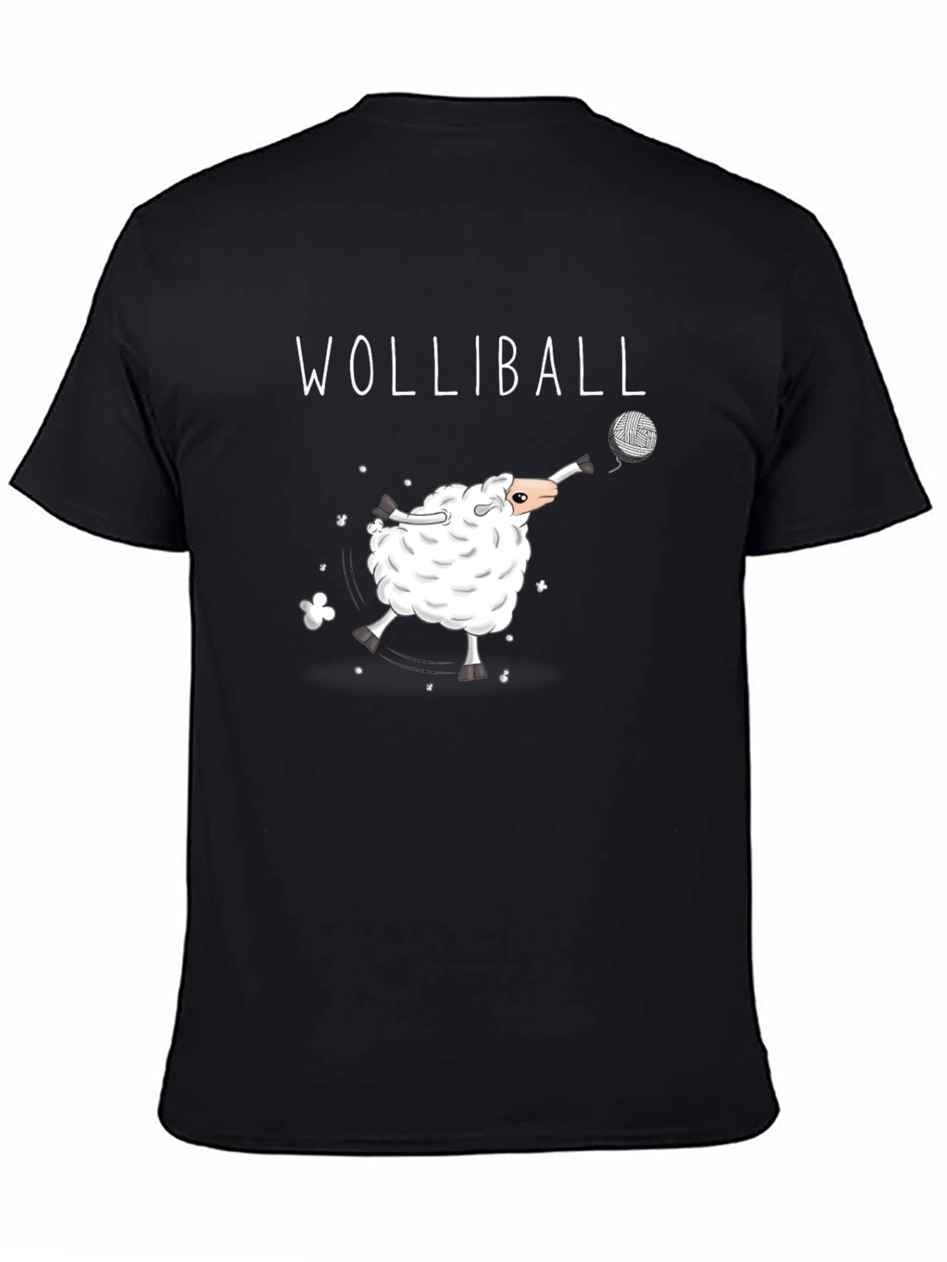 Black Wolliball T-Shirt - Sheep Volleyball Player Cotton Tee view 4