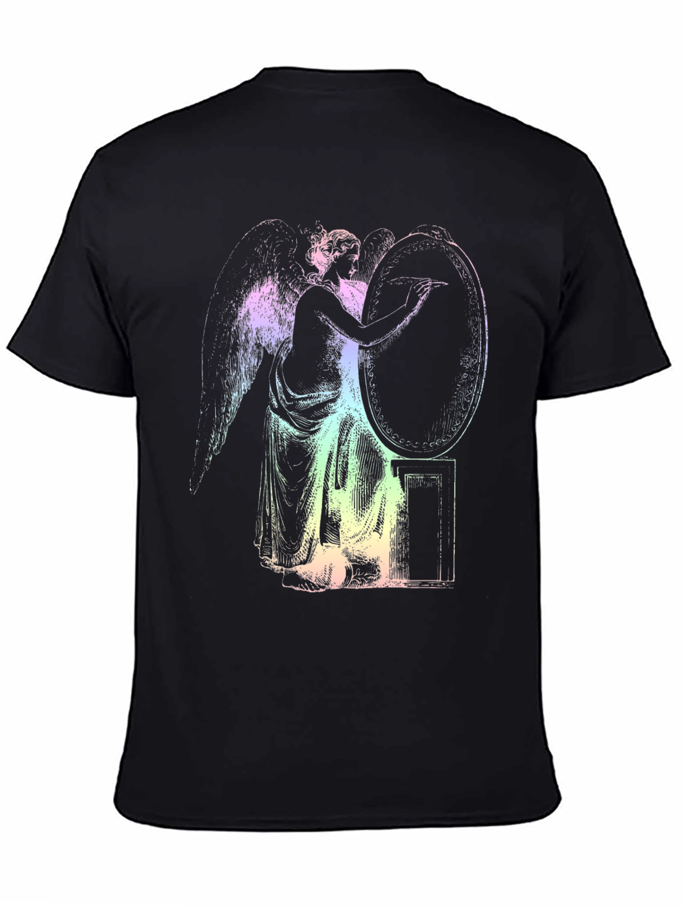 Black Angel Writing in Mirror Graphic T-Shirt view 4
