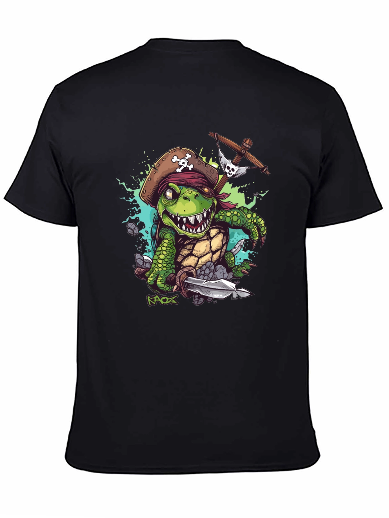Black Pirate Turtle Graphic Tee - Unique Design view 4