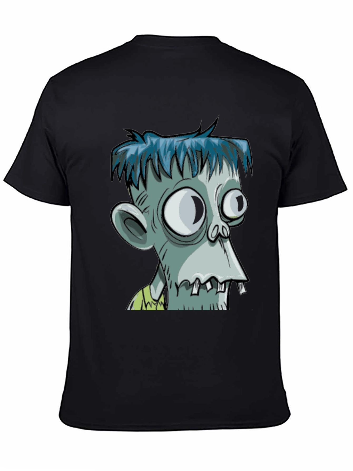 Black Zombie Cartoon Graphic T-Shirt view 4