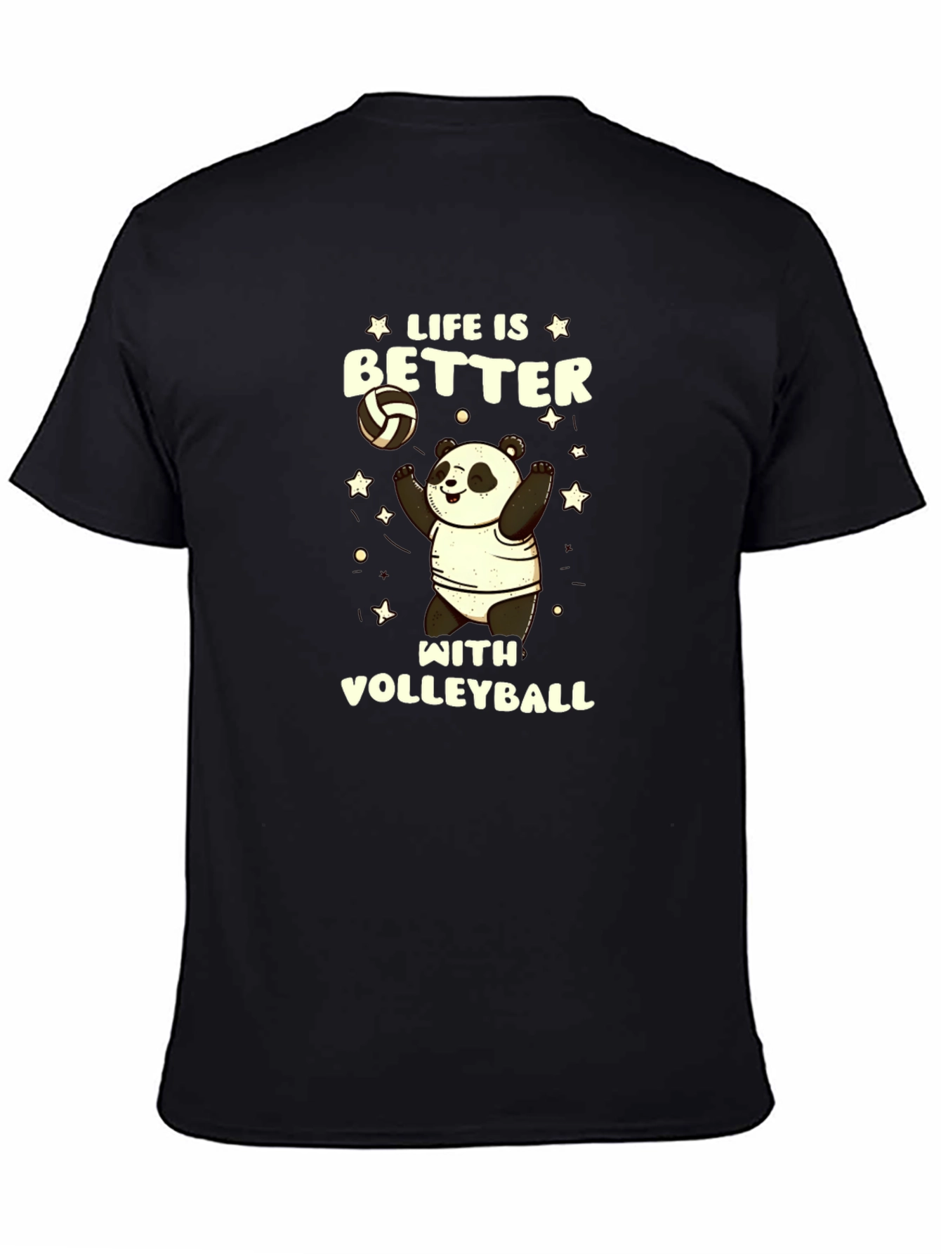 Black Life is Better with Volleyball Panda T-Shirt view 4