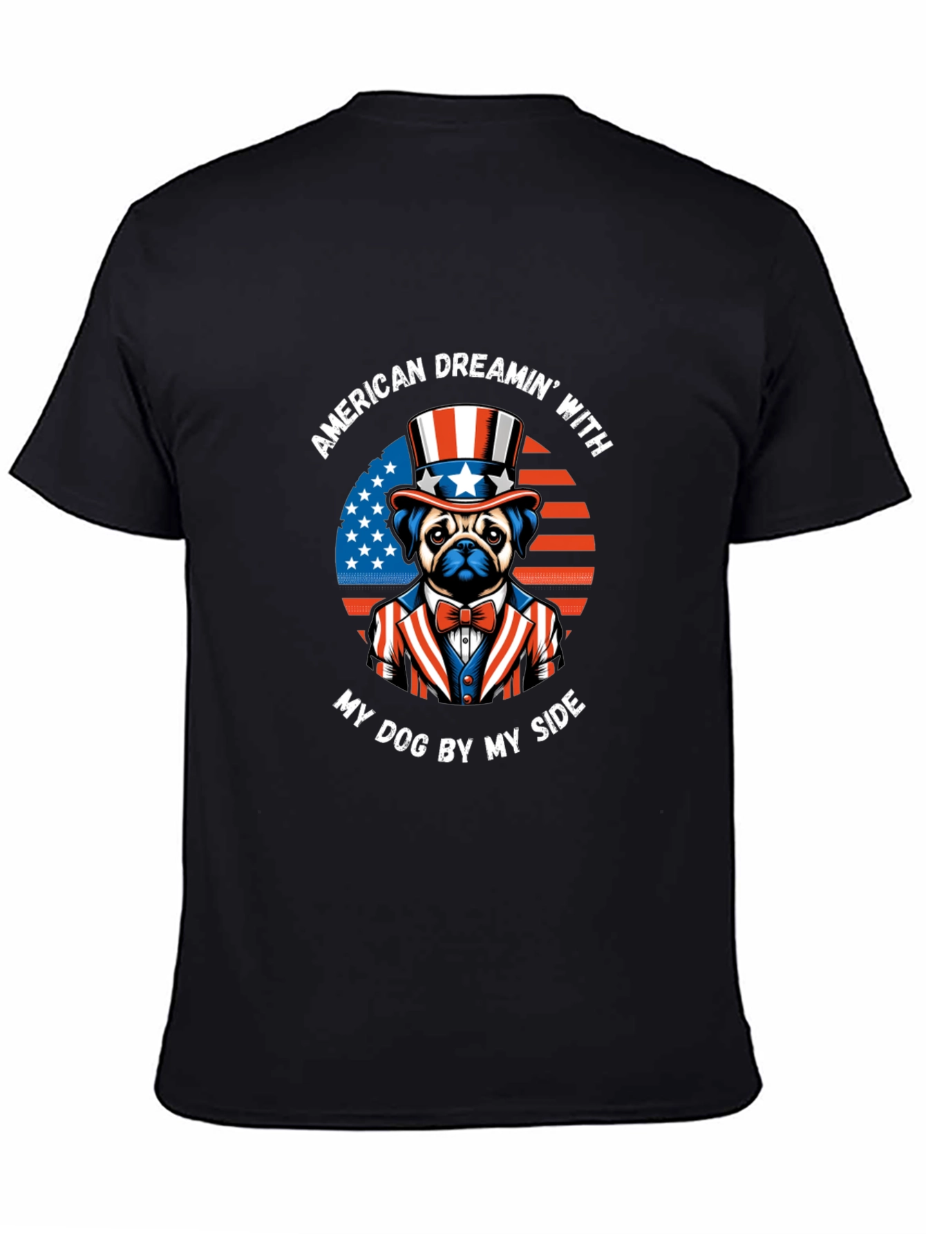 Black American Dreamin' Dog T-Shirt view 4