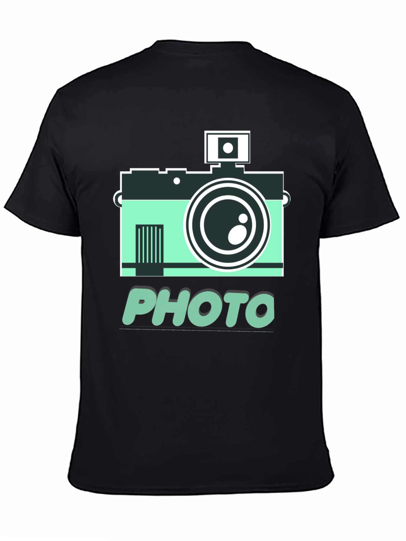 Black Retro Camera Photo Graphic T-Shirt view 4
