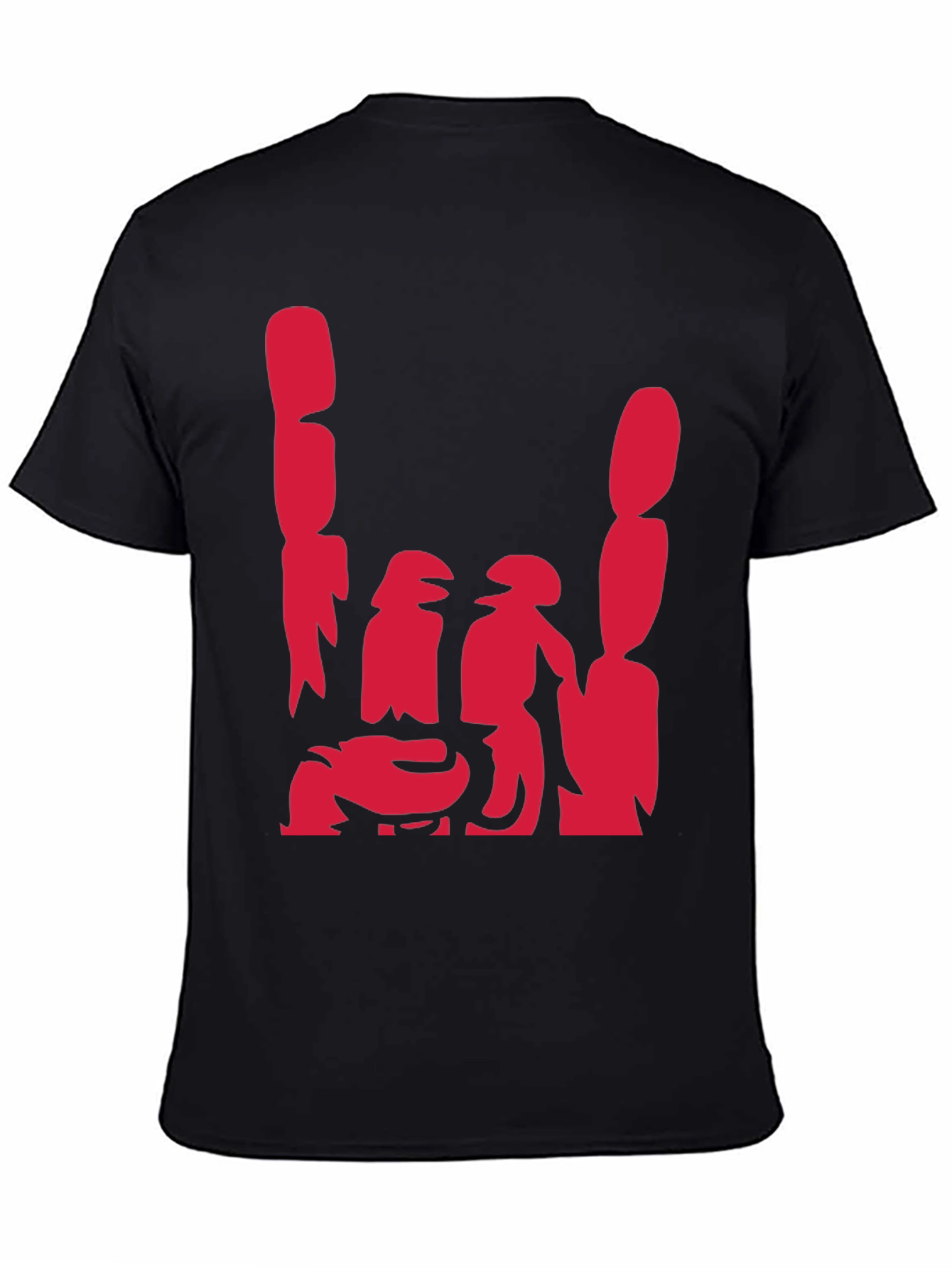 Black Abstract Red Graphic Print Black Casual Tee view 4