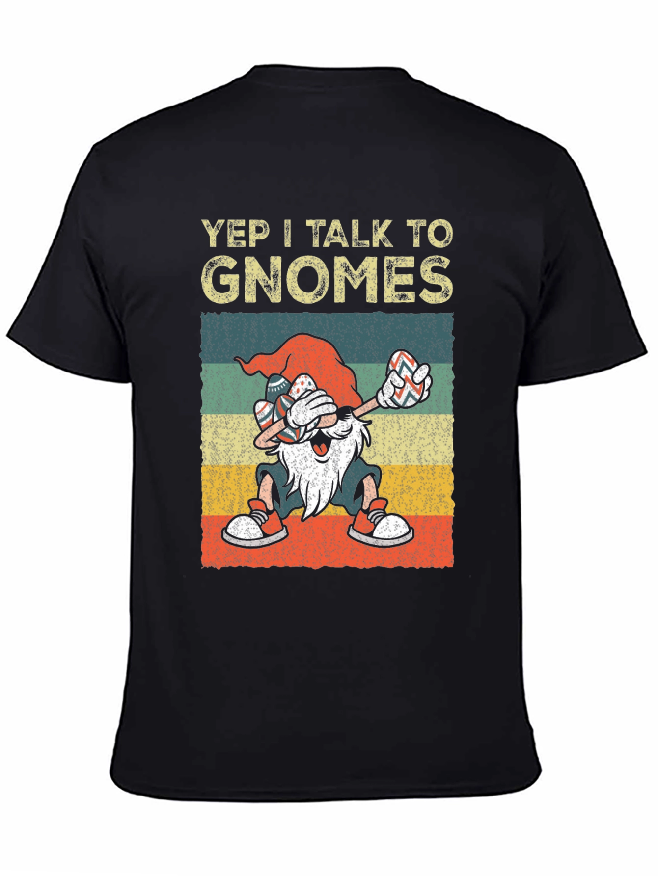 Black Yep I Talk to Gnomes Graphic Tee view 4