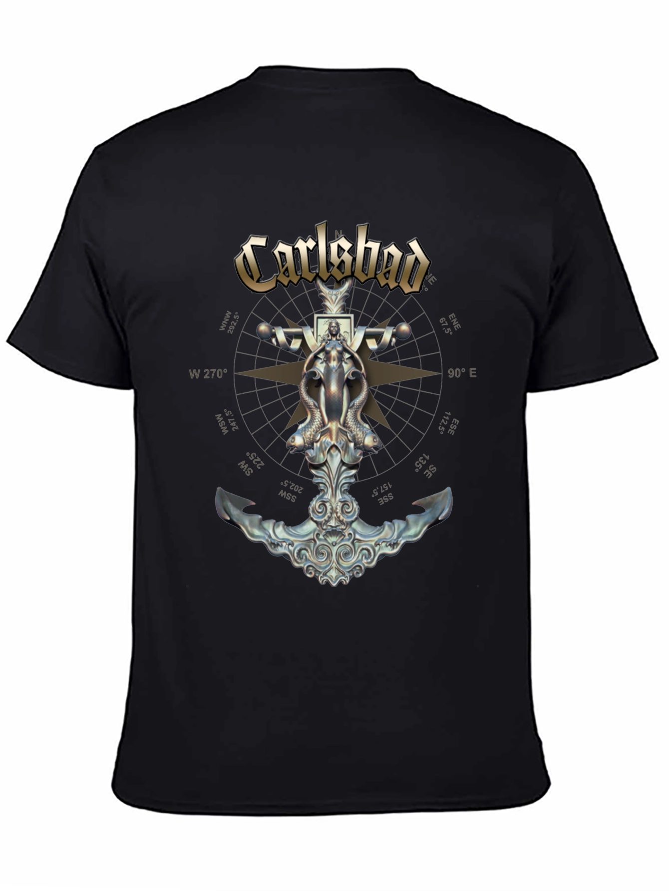 Black Carlsbad Compass Anchor Graphic Black T-Shirt view 4