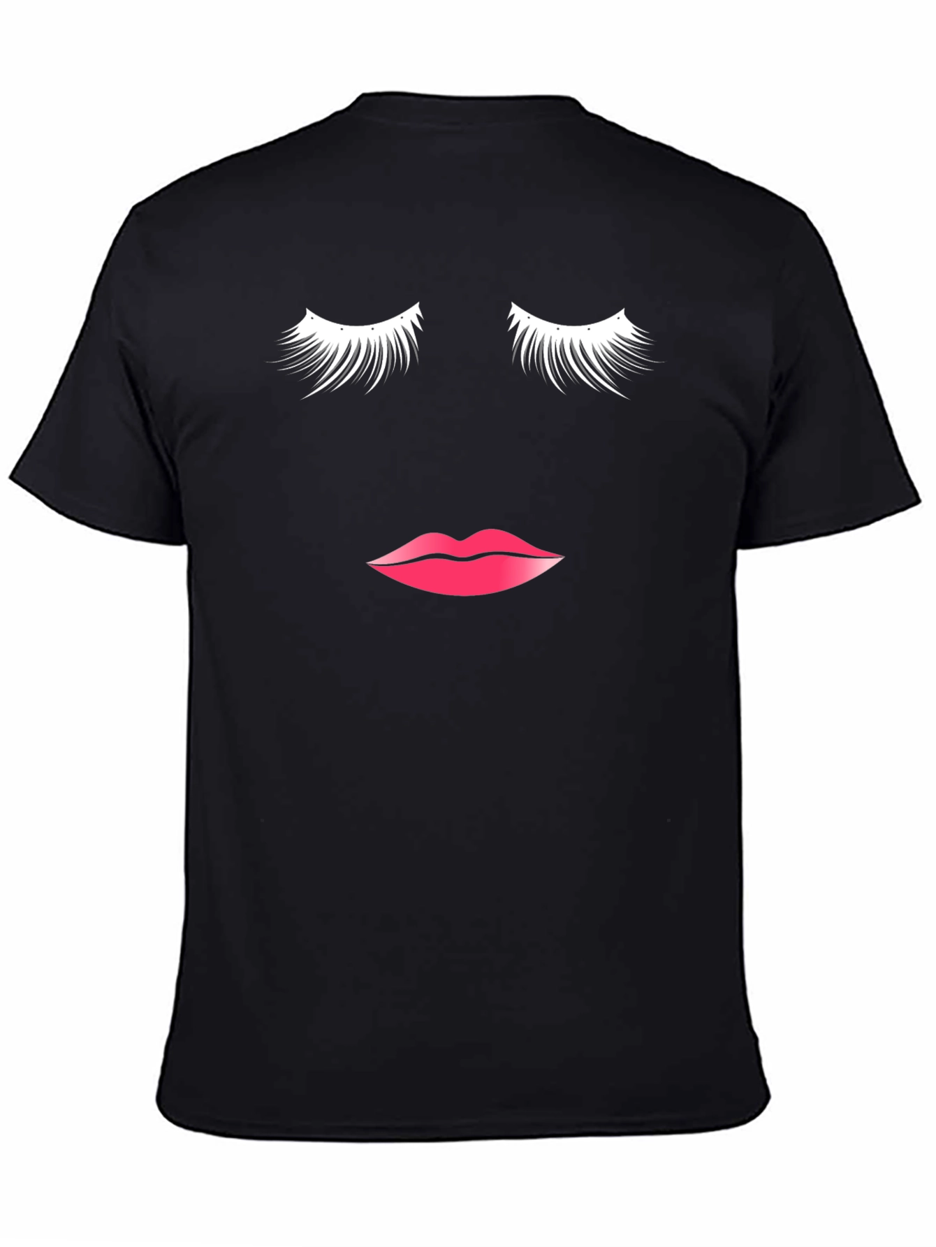 Black Eyelashes & Lips Graphic Tee - Stylish & Fun view 4