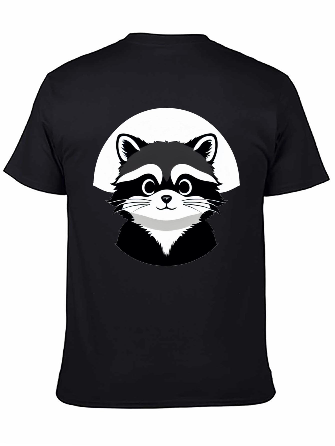 Black Cute Raccoon Graphic Black T-Shirt view 4