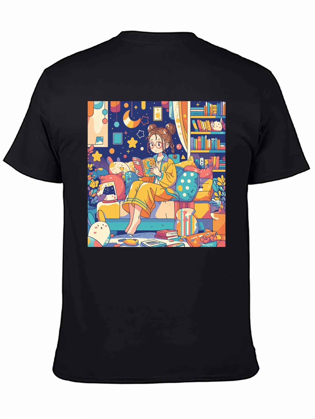 Black Cozy Reading Nook T-Shirt view 4