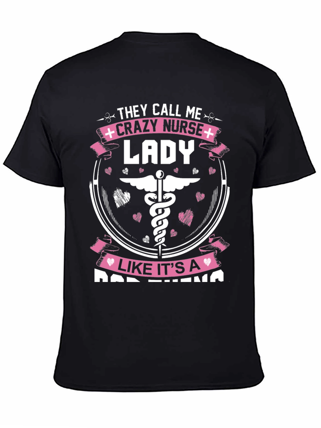 Black Crazy Nurse Lady Graphic Tee view 4