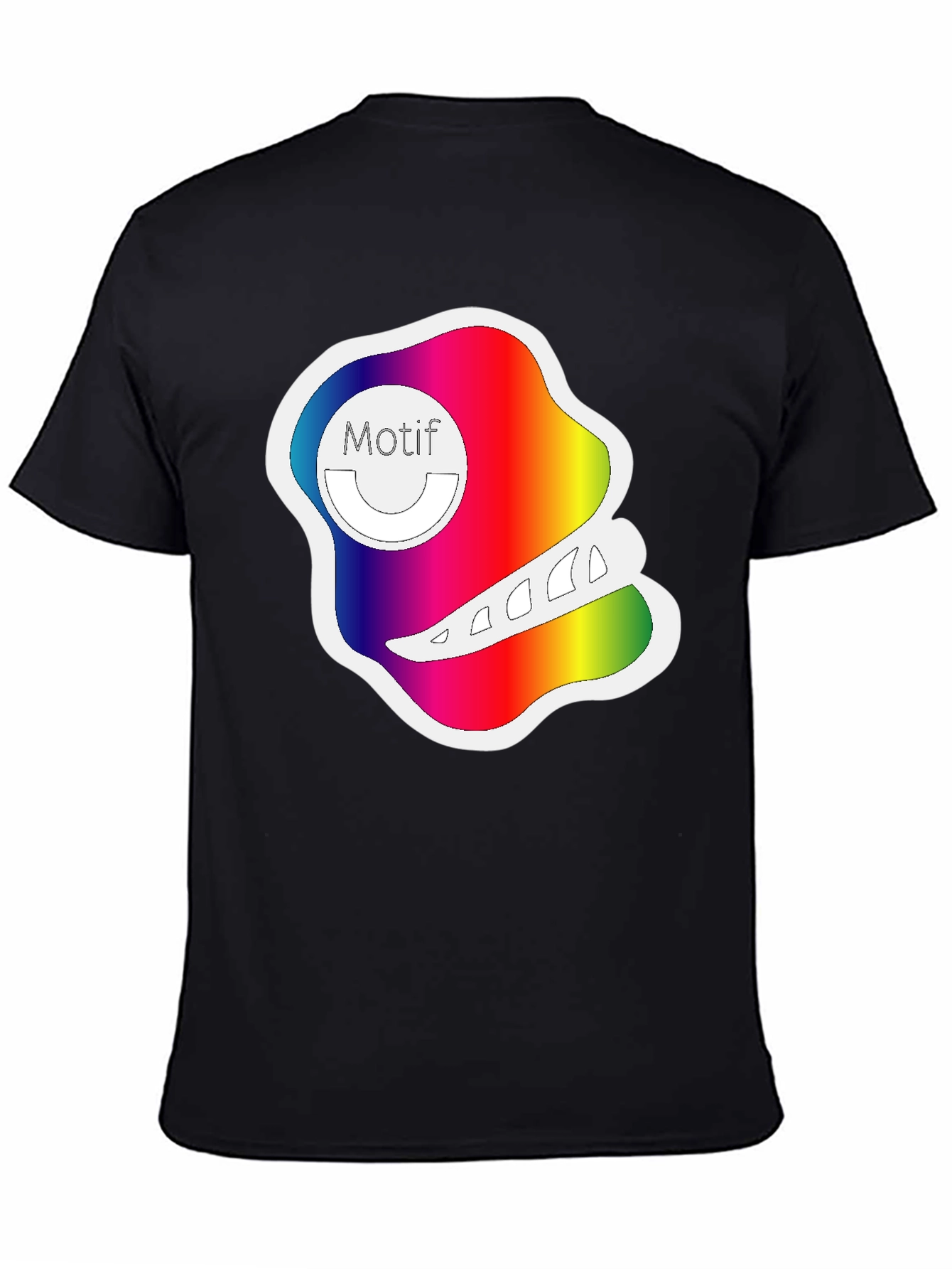 Black Rainbow Motif Graphic Black T-Shirt view 4