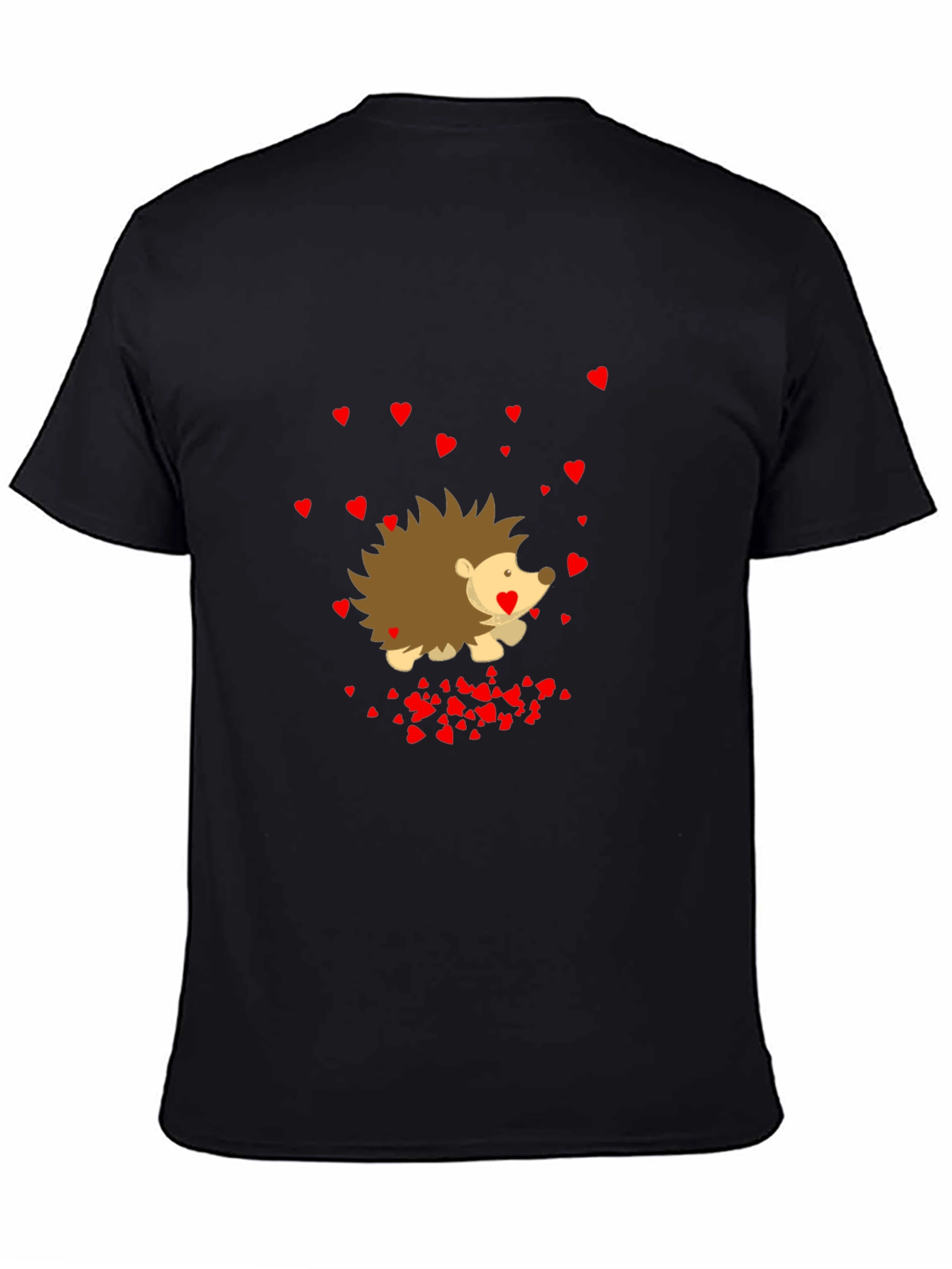 Black Heart Hedgehog Black T-Shirt view 4