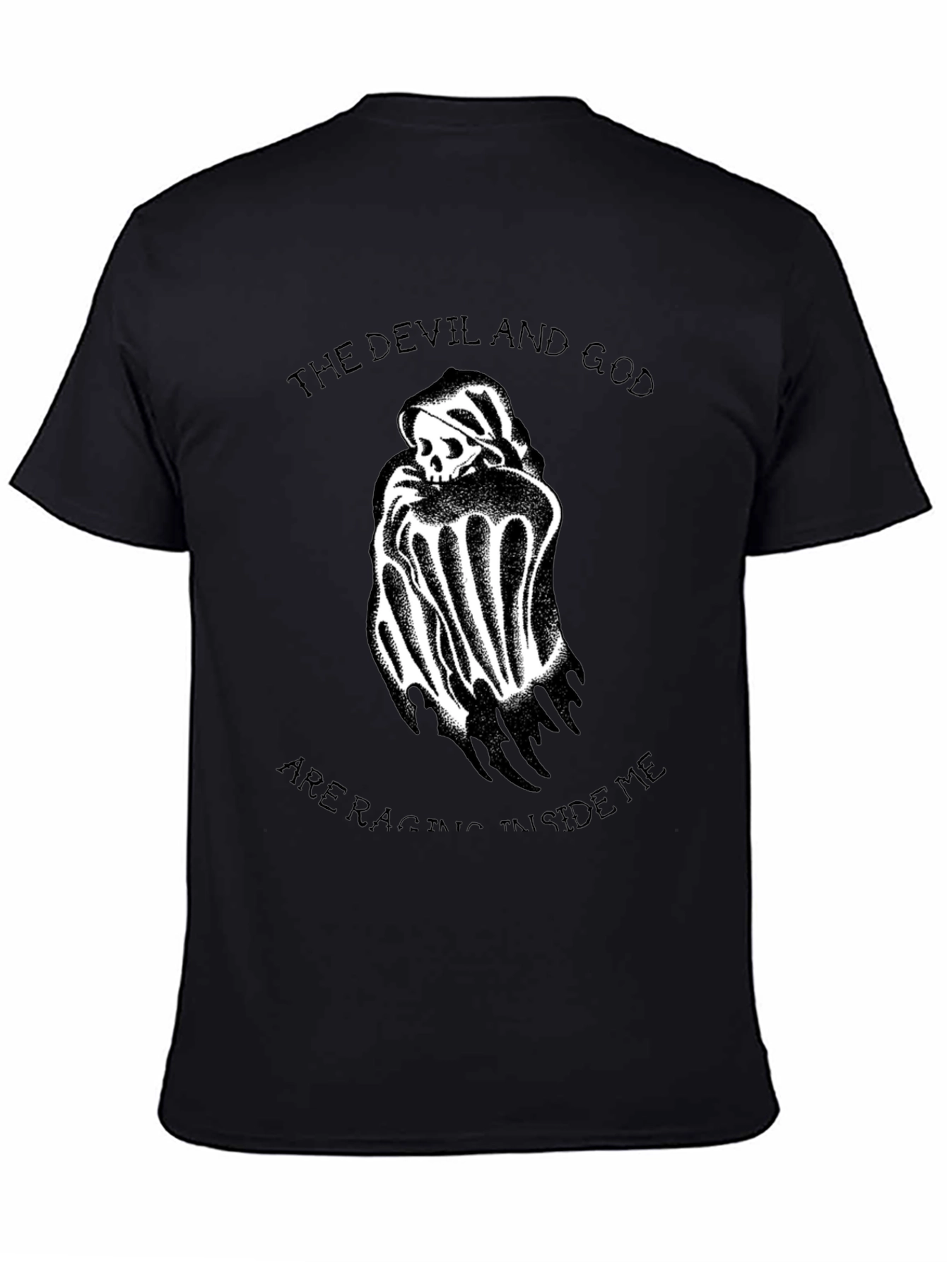 Black Devil and God T-Shirt - Graphic Print Tee view 4