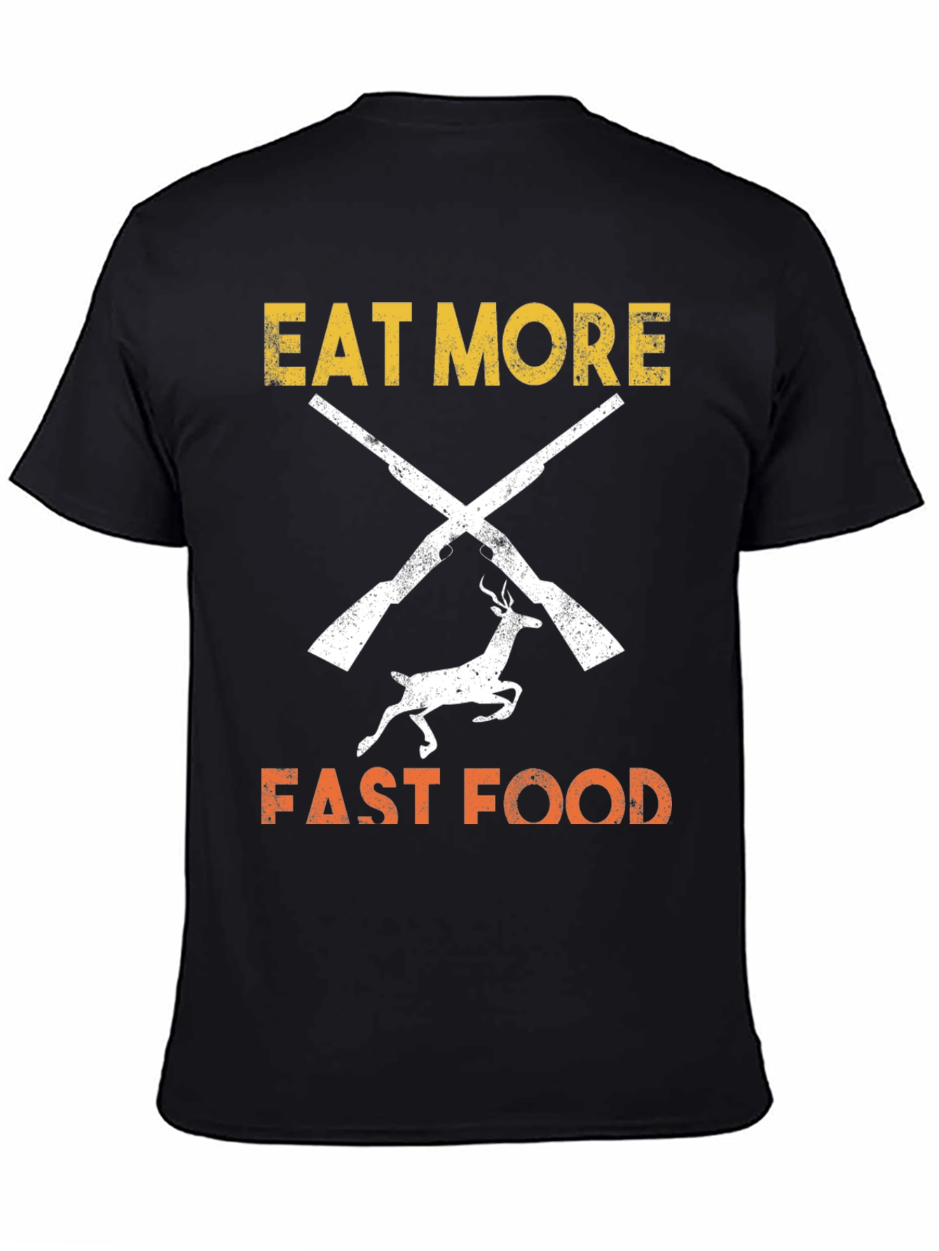 Black Eat More Fast Food T-Shirt Hunter Design view 4