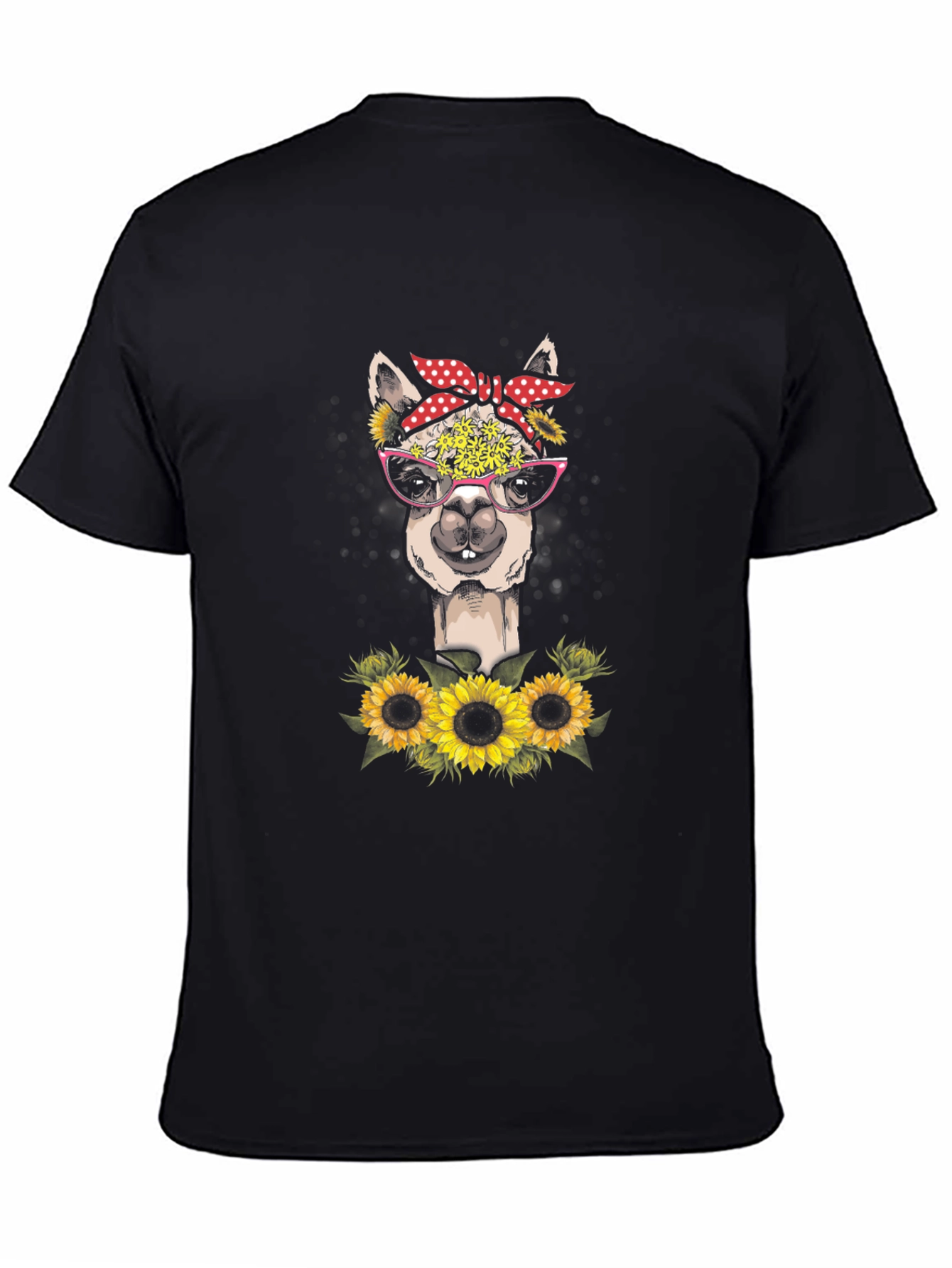 Black Alpaca Sunflower T-Shirt - Stylish Graphic Tee view 4