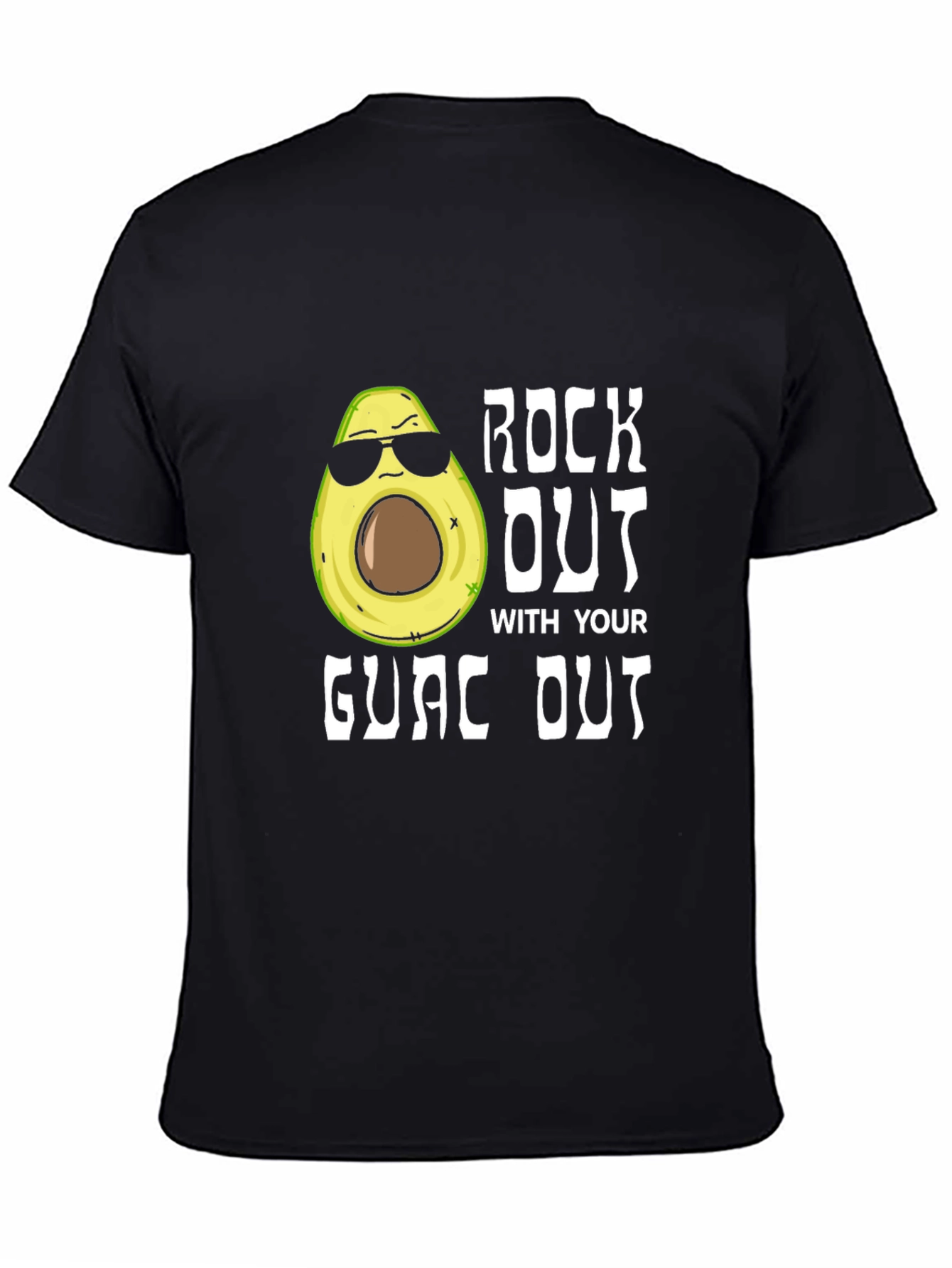 Black Rock Out With Your Guac Out Funny Avocado T-Shirt view 4