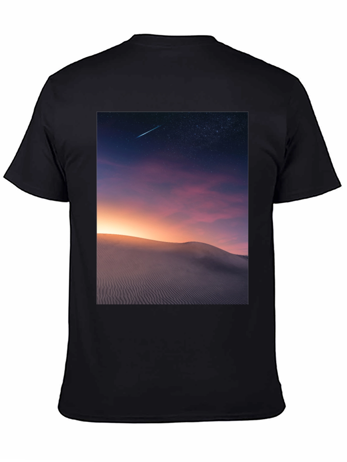 Black Night Desert Scene Graphic T-Shirt view 4