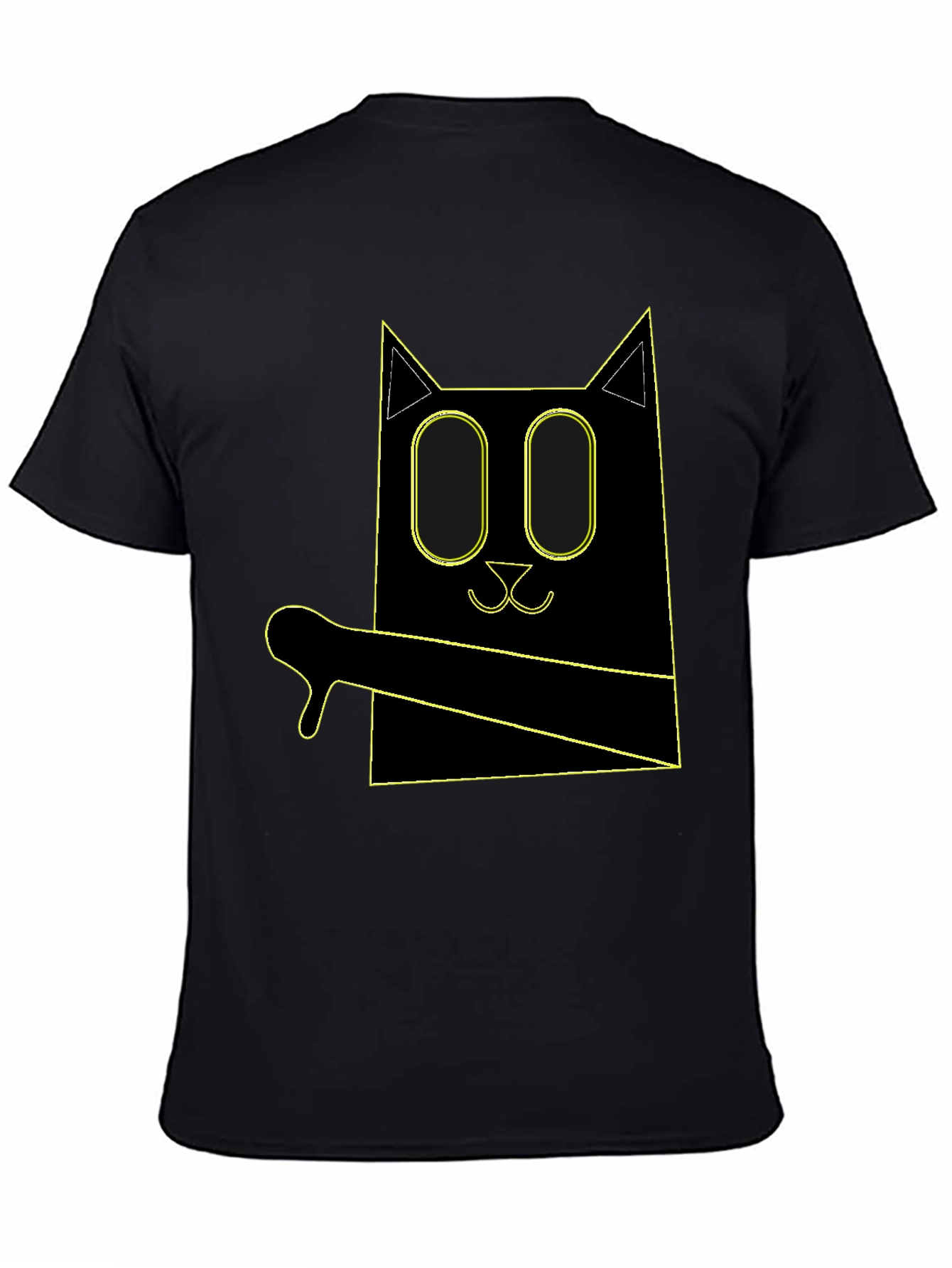 Black Geometric Cat T-Shirt view 4