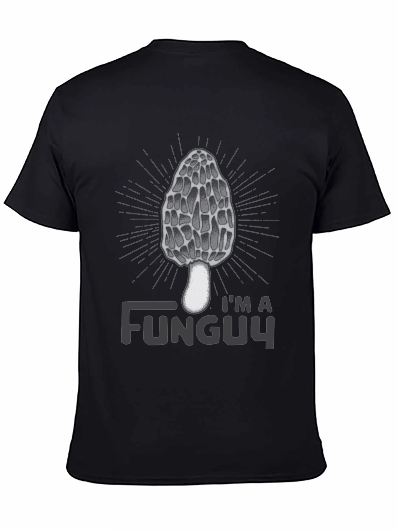 Black I'm a Funguy Black T-Shirt - Morel Mushroom Graphic Tee view 4