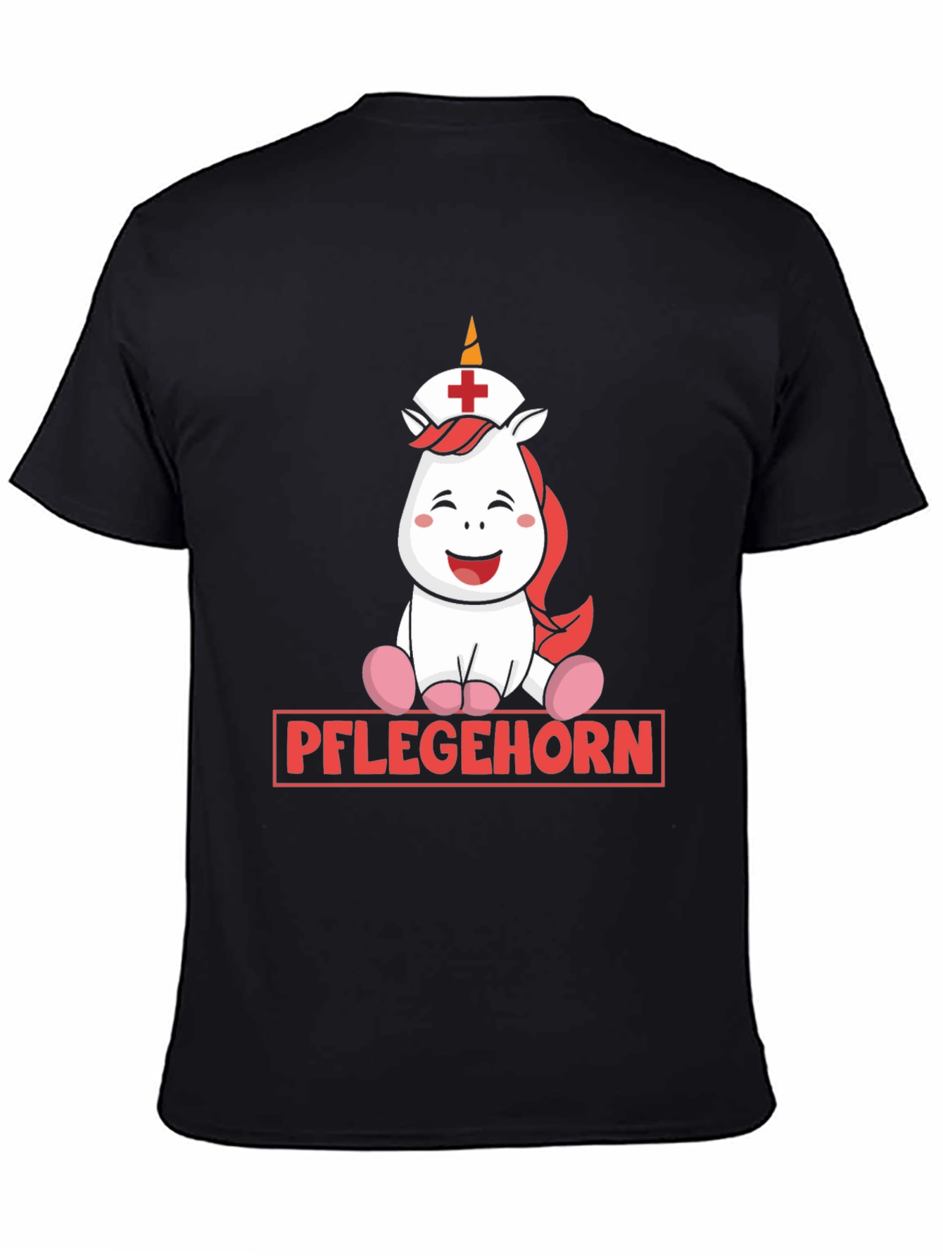 Black Pflegehorn Nurse Unicorn Graphic T-Shirt view 4