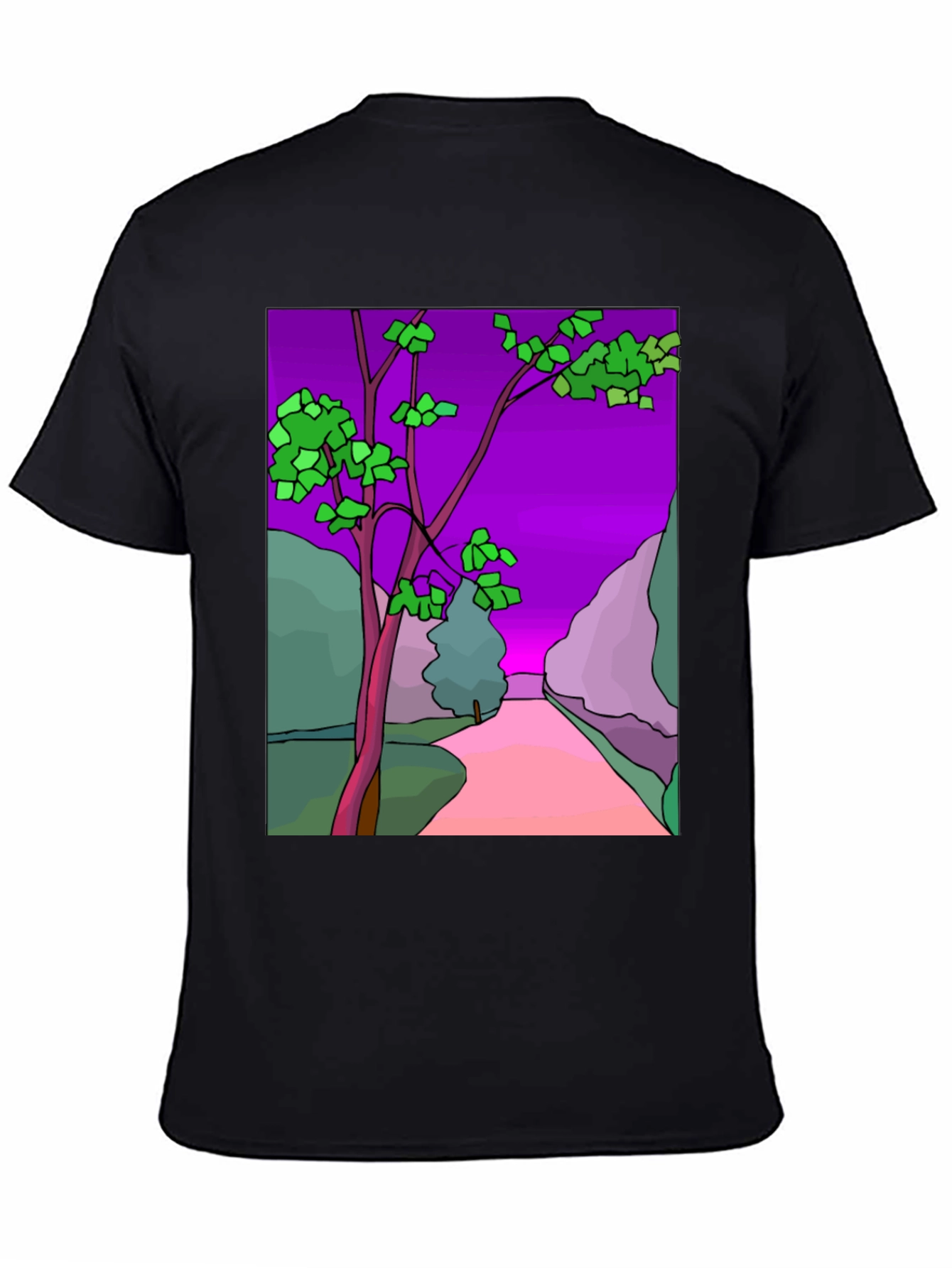 Black Nature Print Black T-Shirt view 4