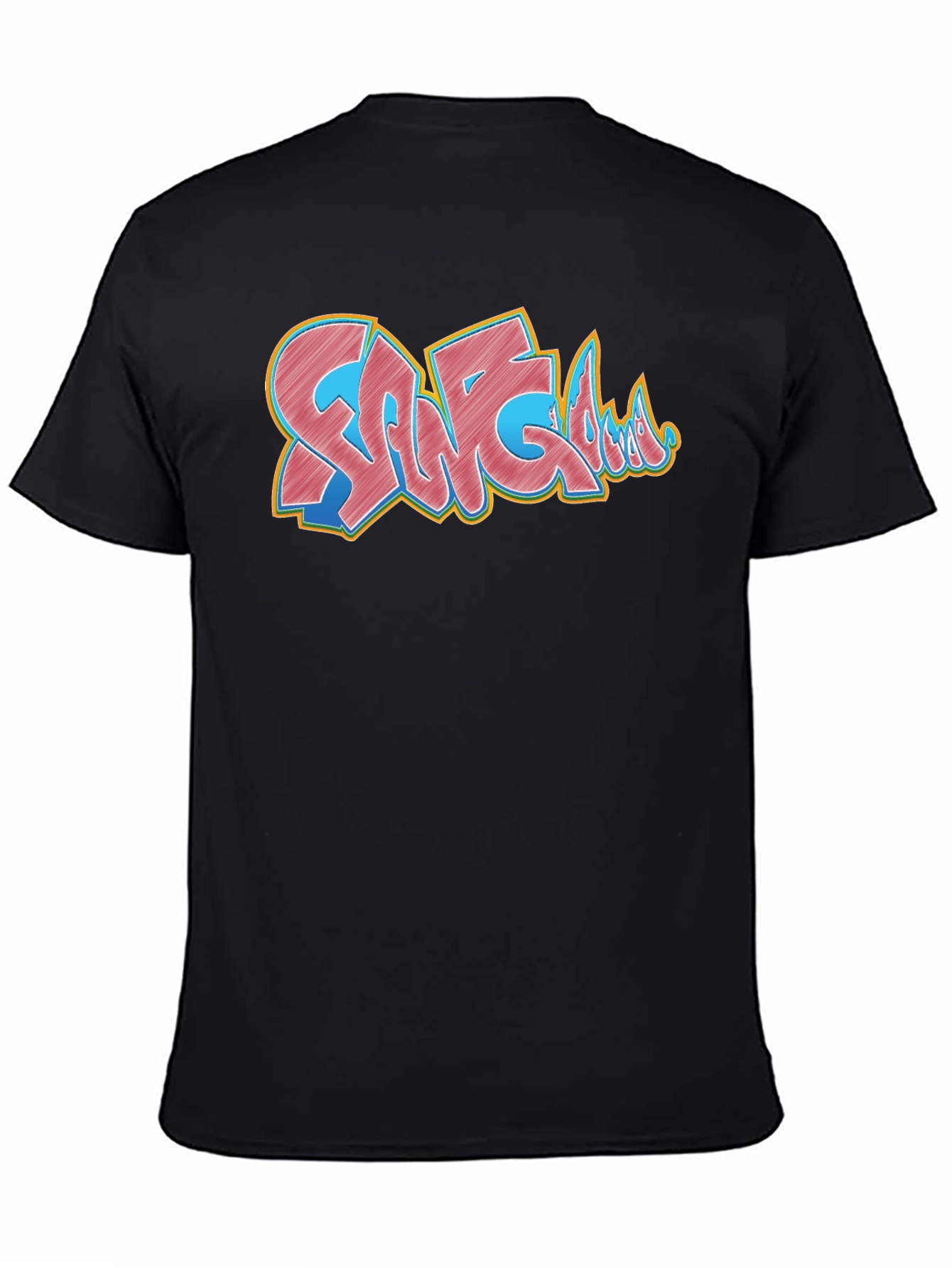 Black Graffiti Style Graphic Print Black T-Shirt view 4