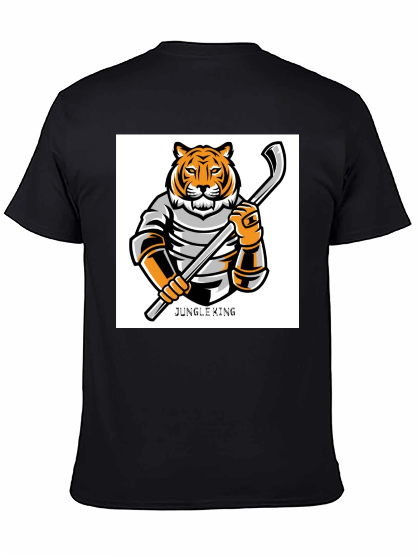 Black Jungle King Tiger Hockey T-Shirt view 4