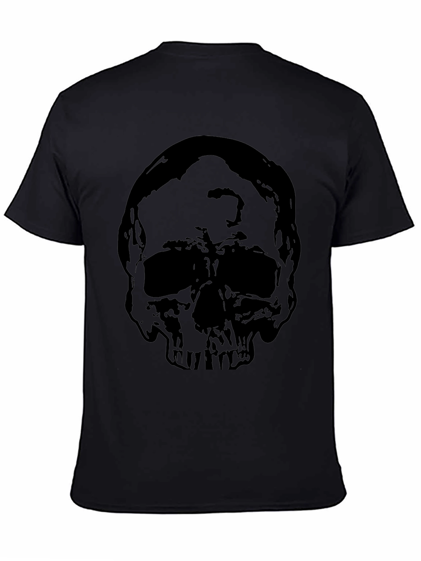 Black Skull Graphic Black T-Shirt for Men view 4