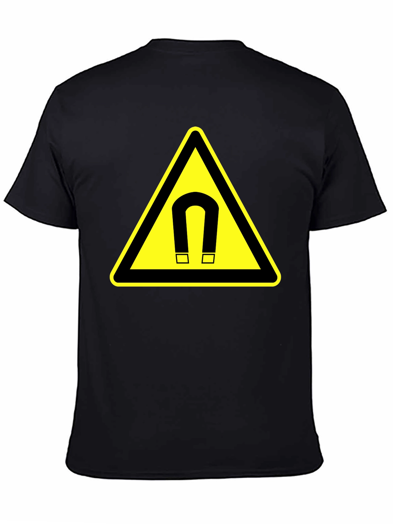 Magnet Warning Sign Graphic T-Shirt - Black Cotton Tee - 4