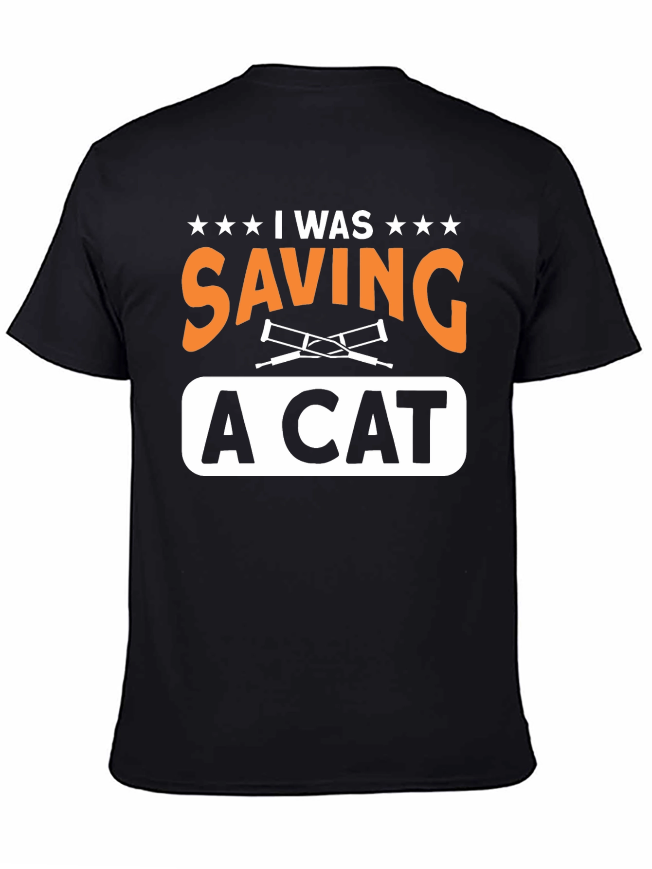 Black I Was Saving A Cat T-Shirt view 4