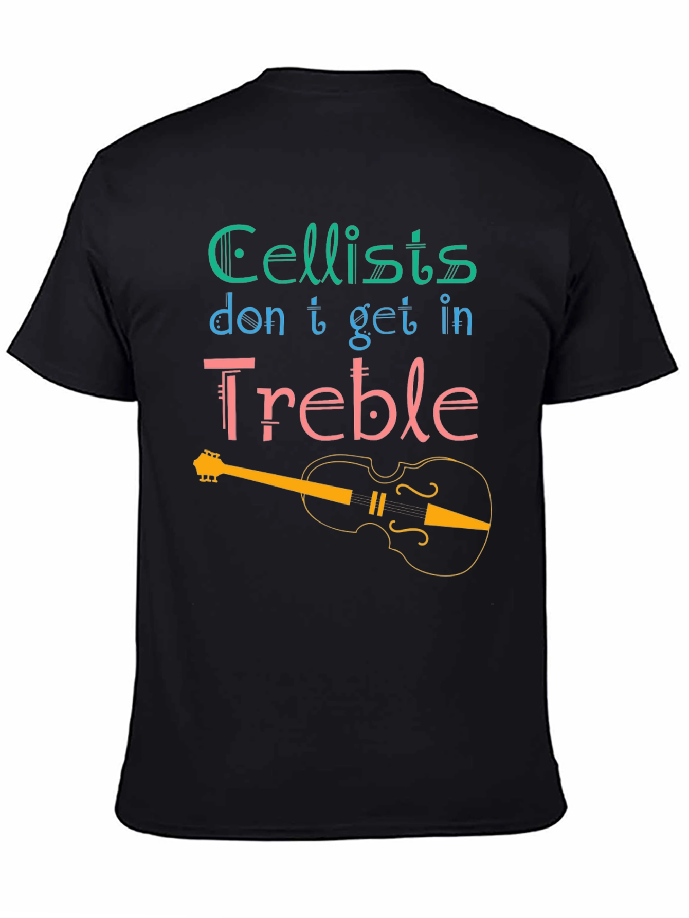 Black Cellist 'Treble' T-Shirt - Musical Humor Tee view 4