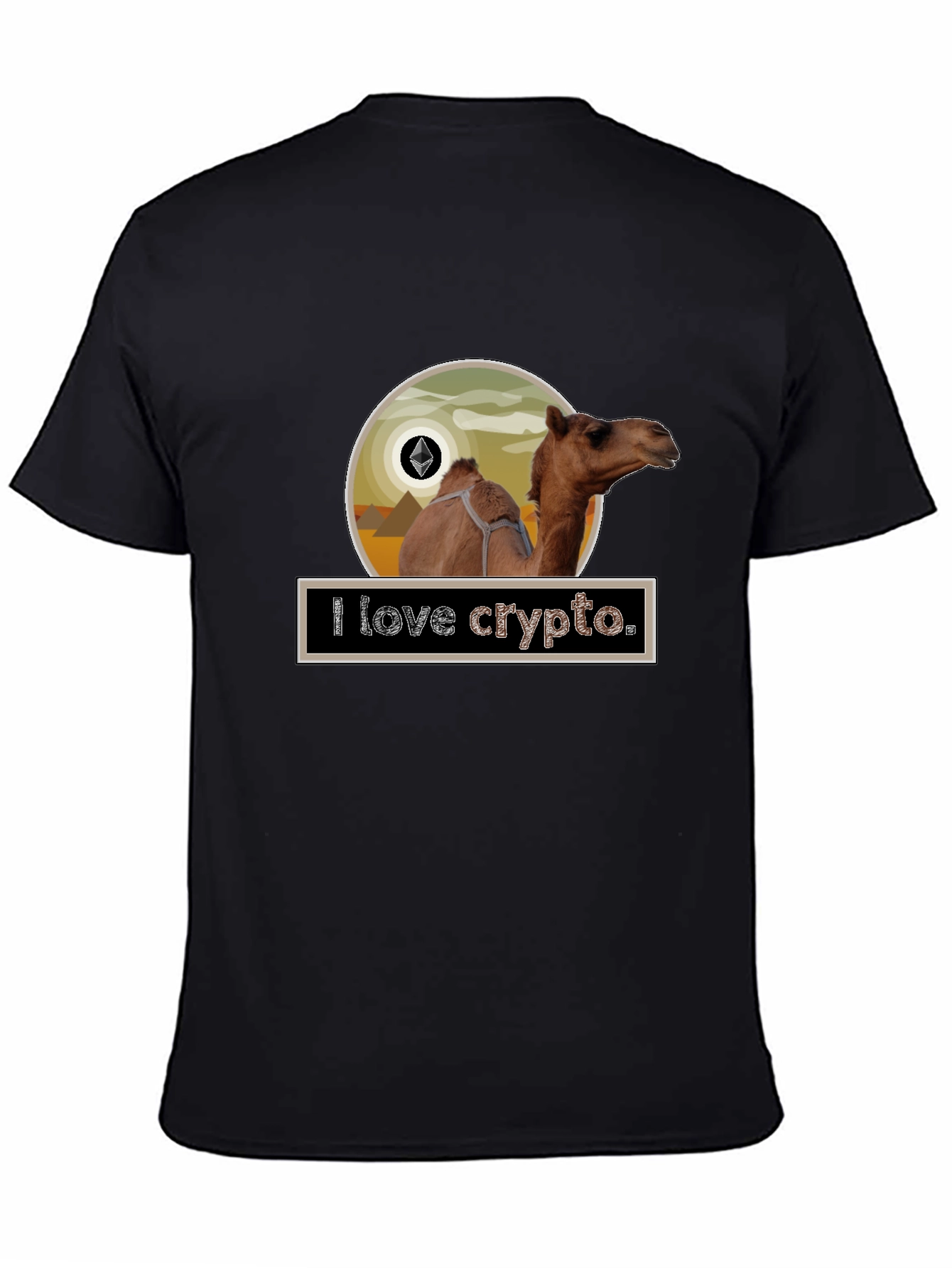 Black I Love Crypto Camel T-Shirt view 4