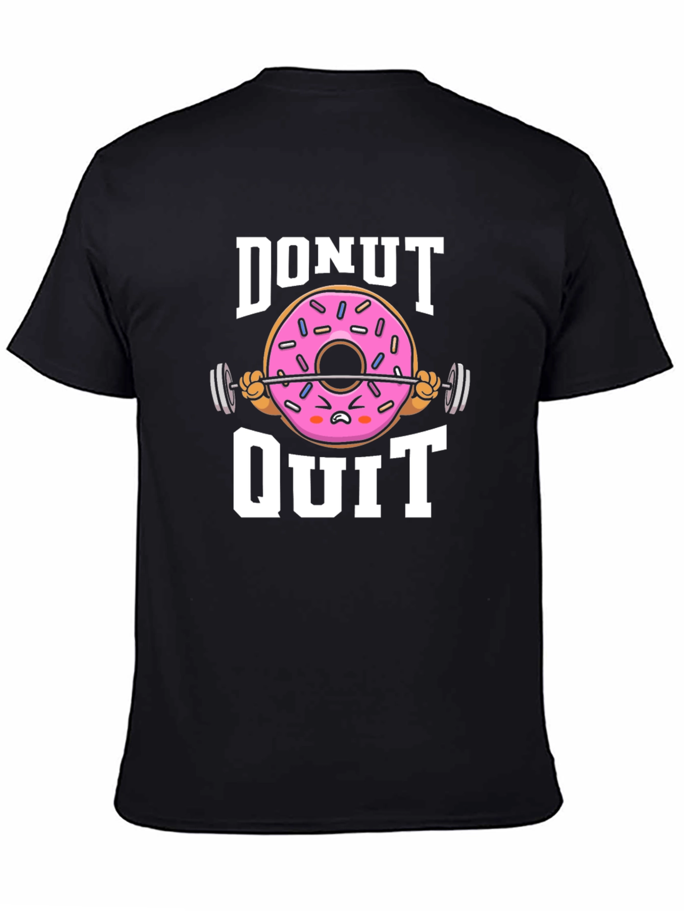 Black Donut Quit Graphic T-Shirt - Funny Workout Tee view 4