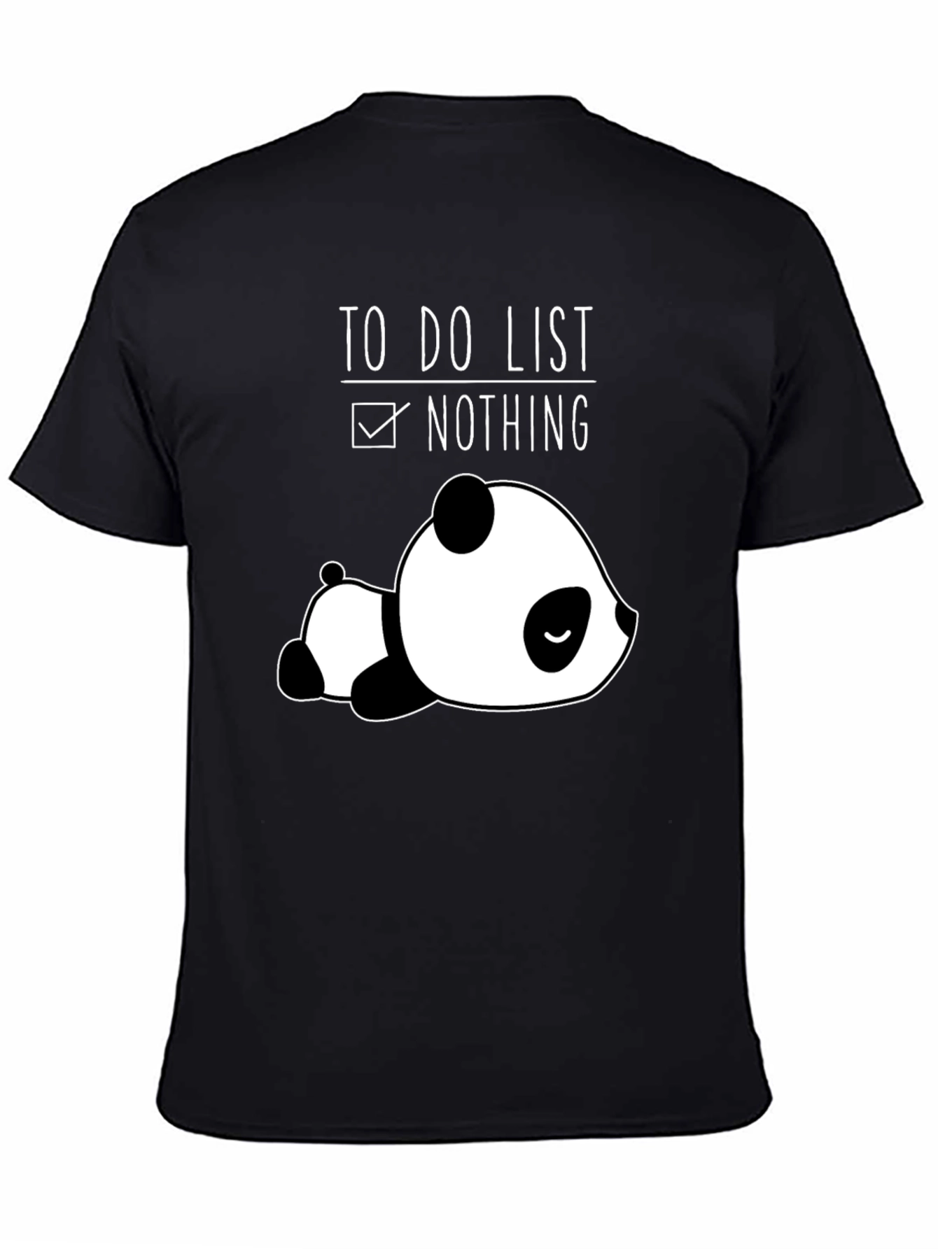 Black Lazy Panda To-Do List Nothing Black T-Shirt view 4