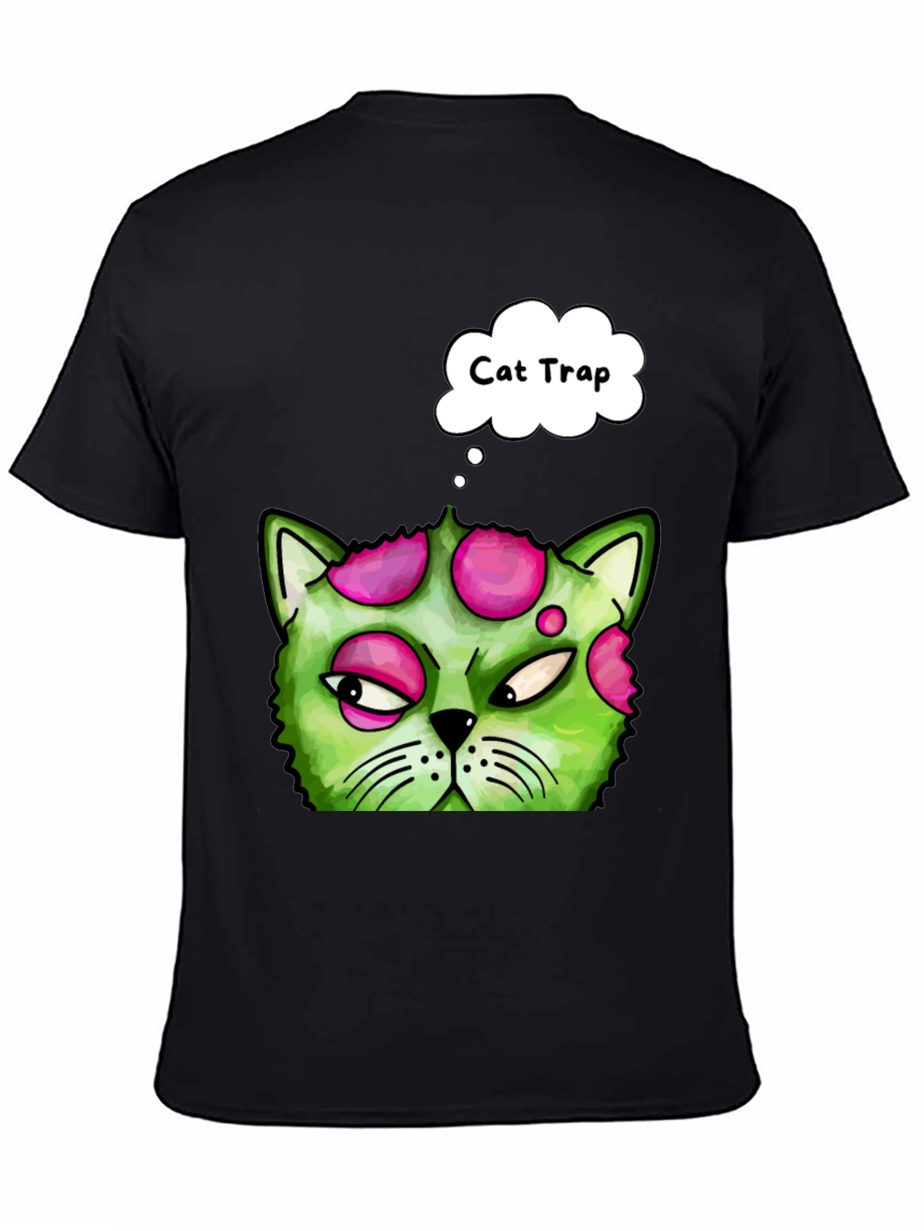Black Cat Trap Funny Graphic Tee - Novelty T-Shirt view 4